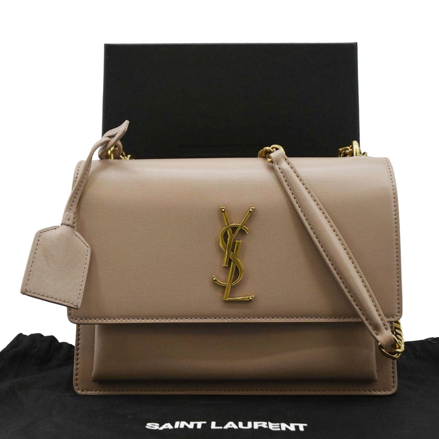 SAINT LAURENT Monogram Sunset Medium Leather Shoulder Bag Rosy Sand
