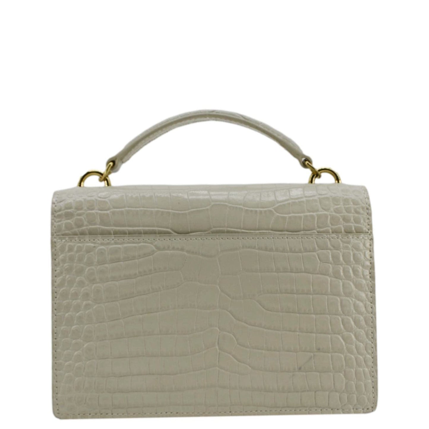 SAINT LAURENT Sunset Crocodile Embossed Leather Crossbody Bag Ivory