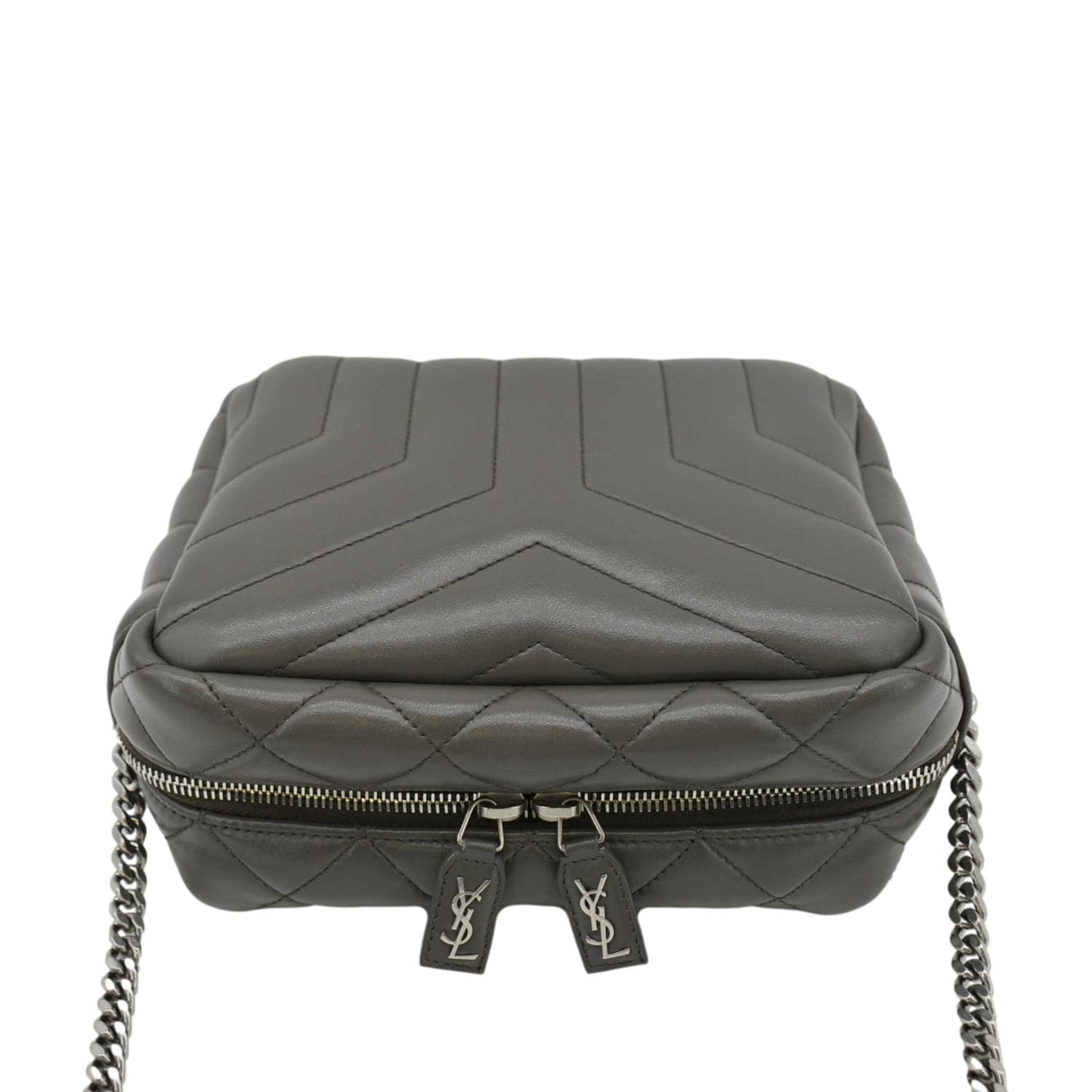 SAINT LAURENT LouLou Bowling Small Quilted Monogram Crossbody Bag Dark Grey