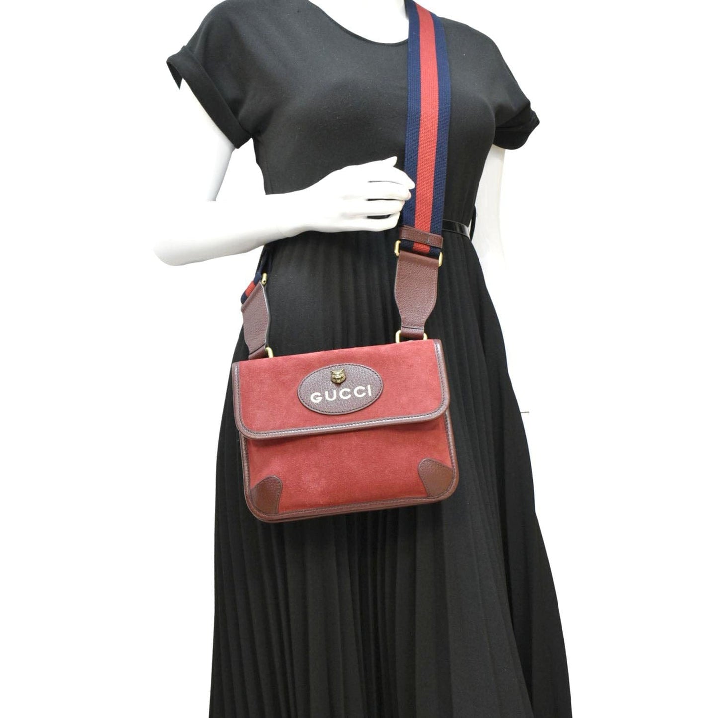 GUCCI Neo Suede Crossbody Bag Red 501050