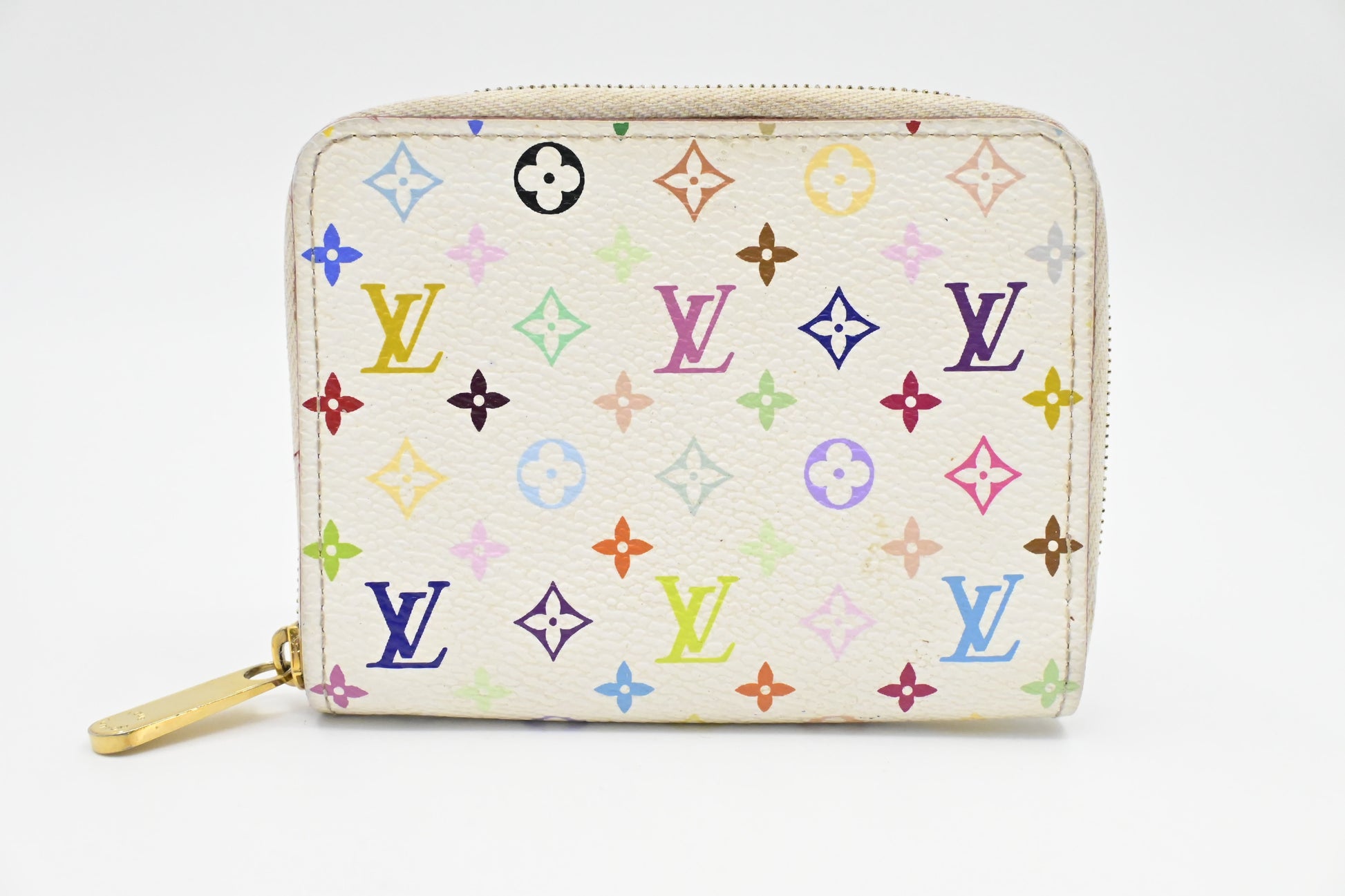 Louis Vuitton Compact Zippy Wallet in White Multicolor Monogram Canvas