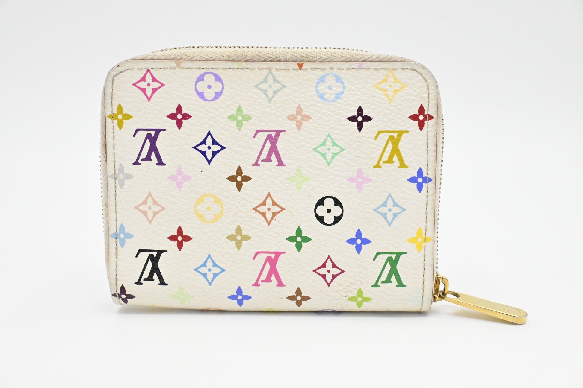 Louis Vuitton Compact Zippy Wallet in White Multicolor Monogram Canvas