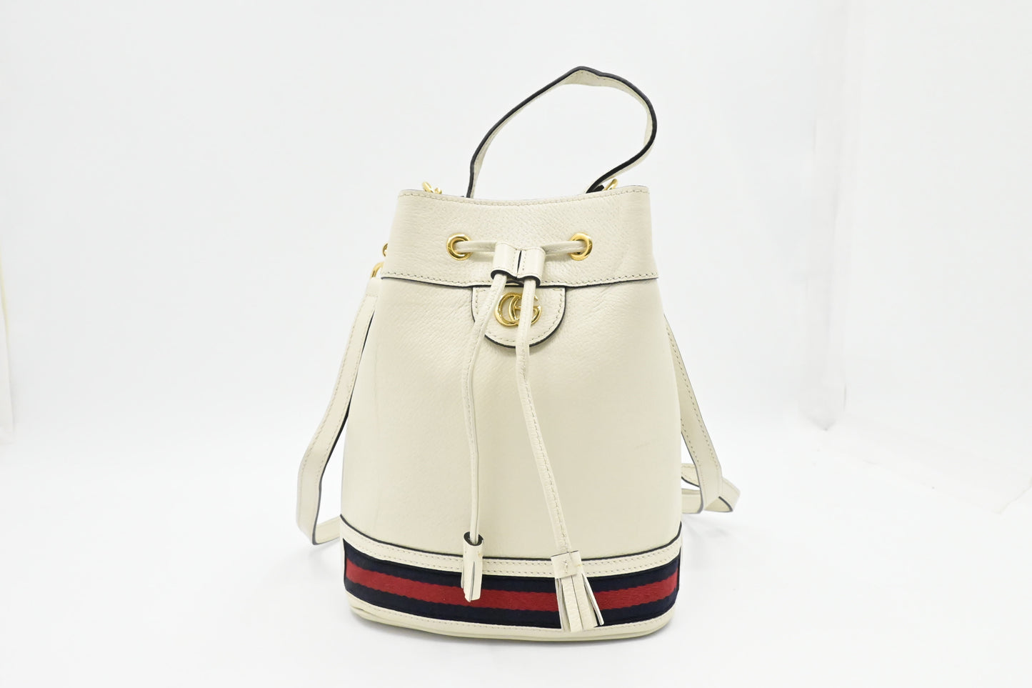 Gucci Ophidia Bucket Bag in White Leather