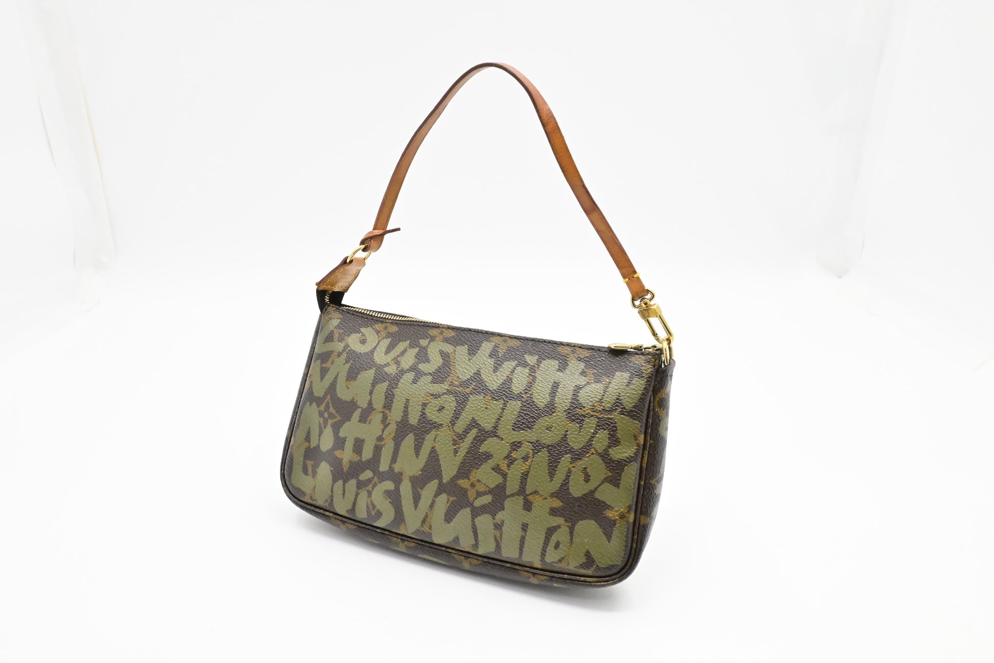 Louis Vuitton x Stephen Spro Pochette Accessoires in Green Graffiti Monogram Canvas