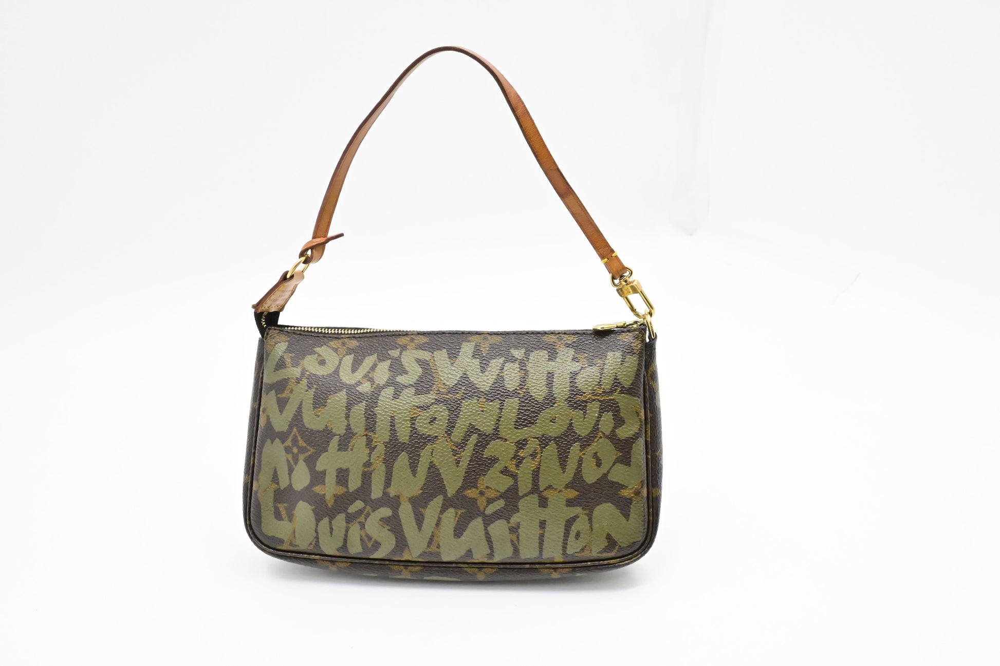 Louis Vuitton x Stephen Spro Pochette Accessoires in Green Graffiti Monogram Canvas