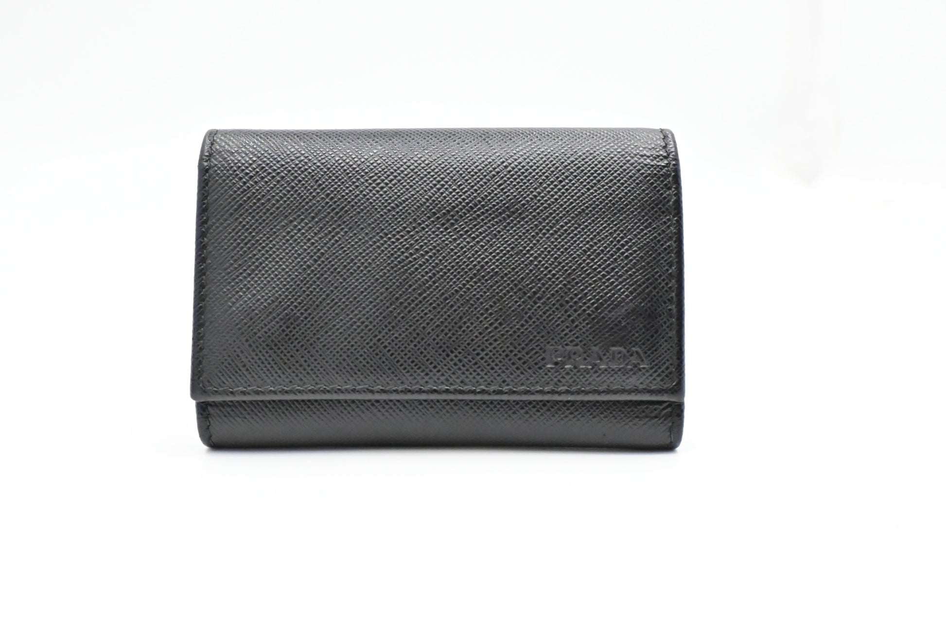 Prada 6 Key Case in Black Saffiano Leather