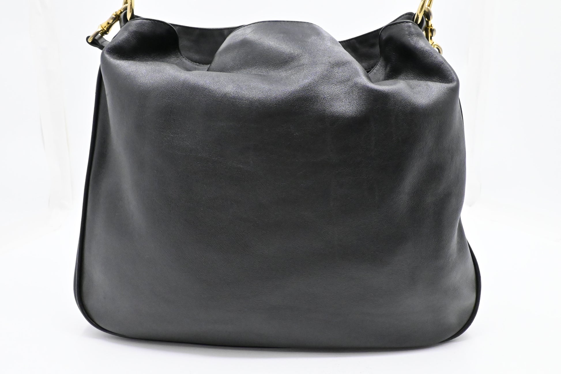 Gucci 2-Way Bamboo Tote Bag in Black Leather