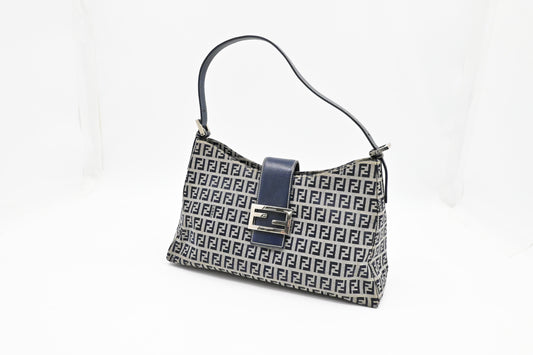 Fendi Shoulder Bag in Navy Blue Zucchino Canvas