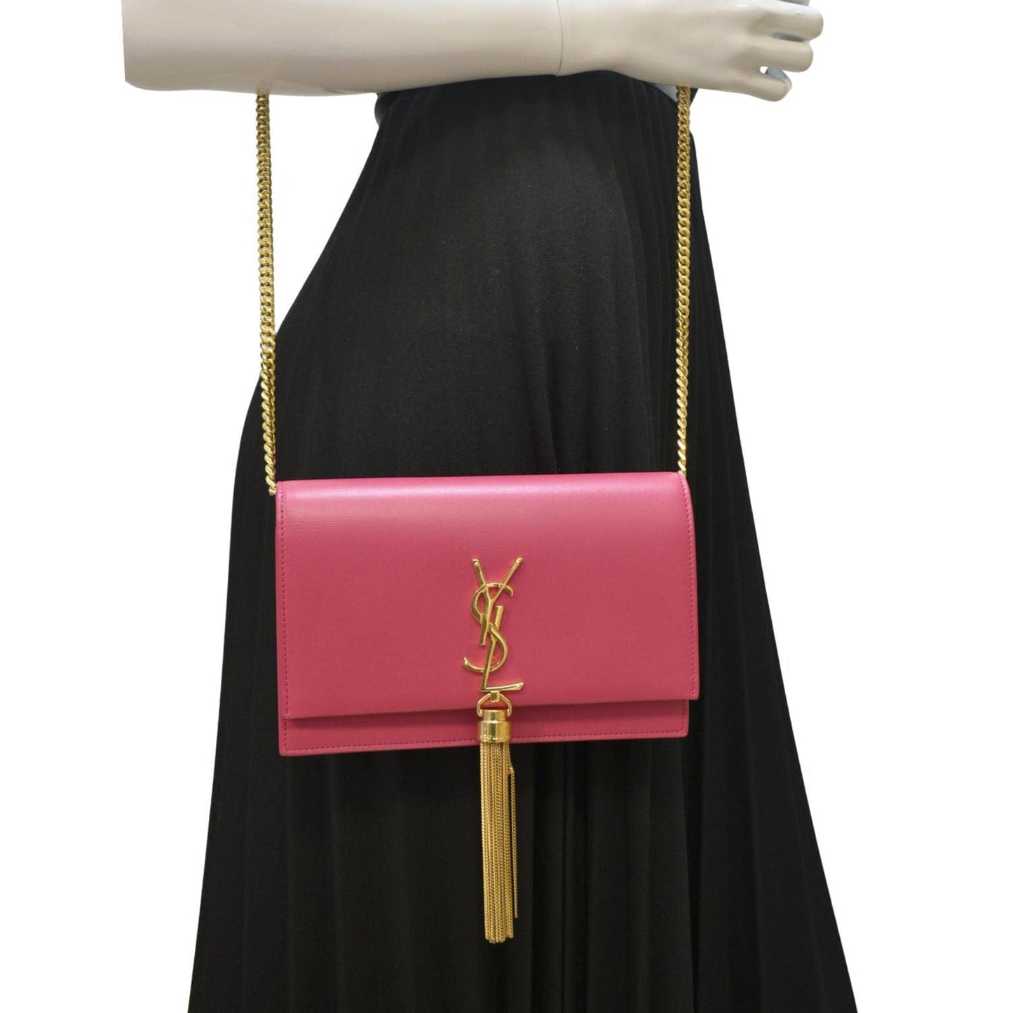 SAINT LAURENT Kate Small Smooth Leather Crossbody Bag Hot Pink