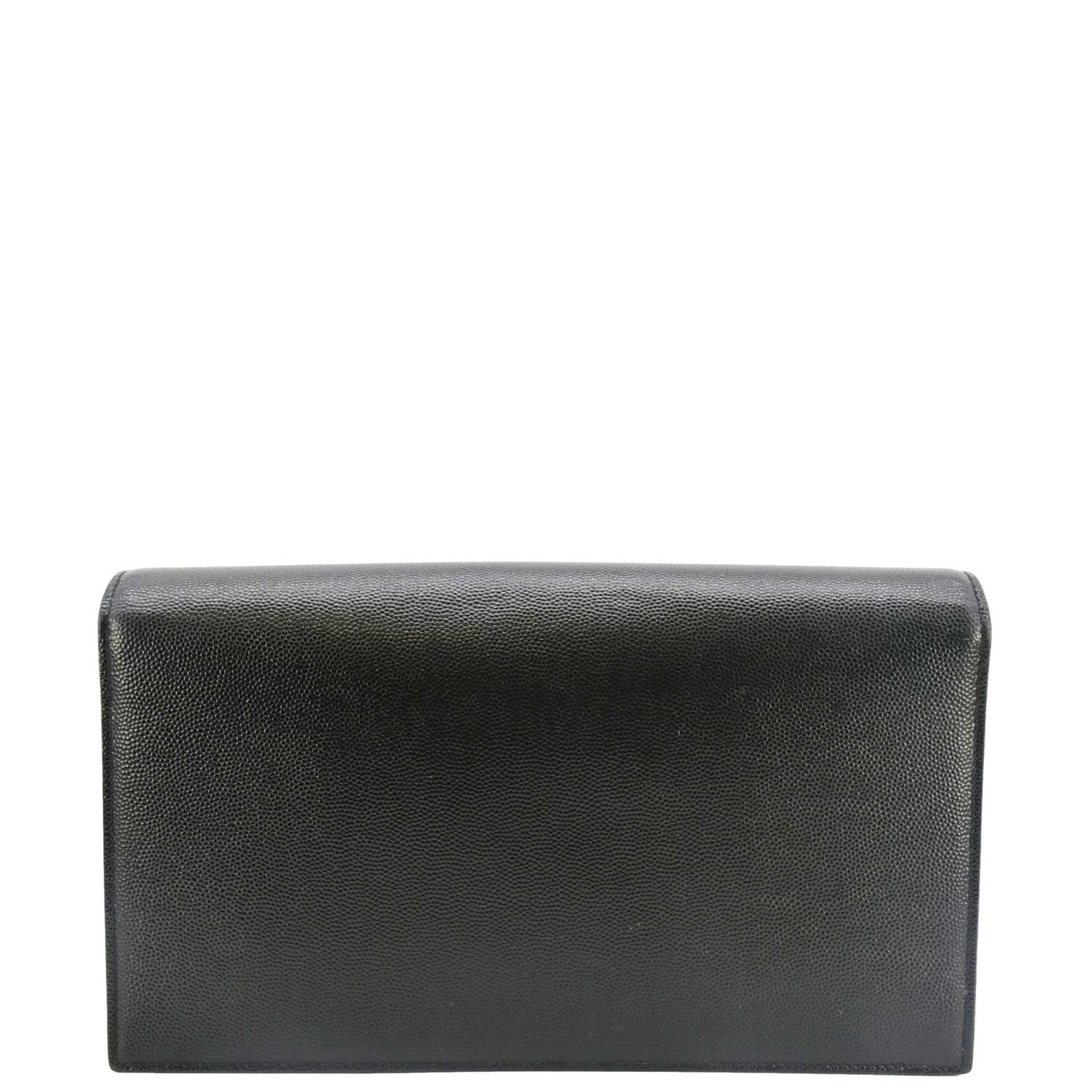 SAINT LAURENT Kate Grained Leather Clutch Black