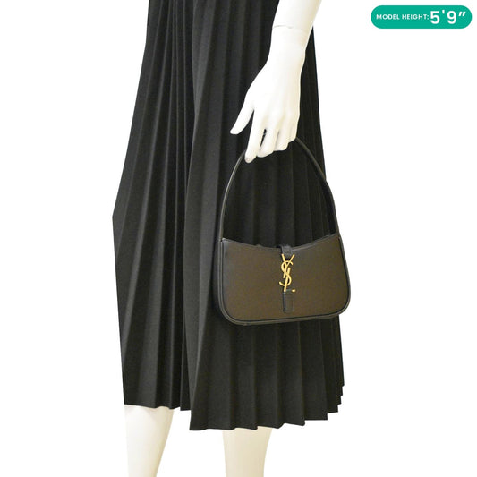 SAINT LAURENT Le 5 A 7 Mini Leather Shoulder Bag Black