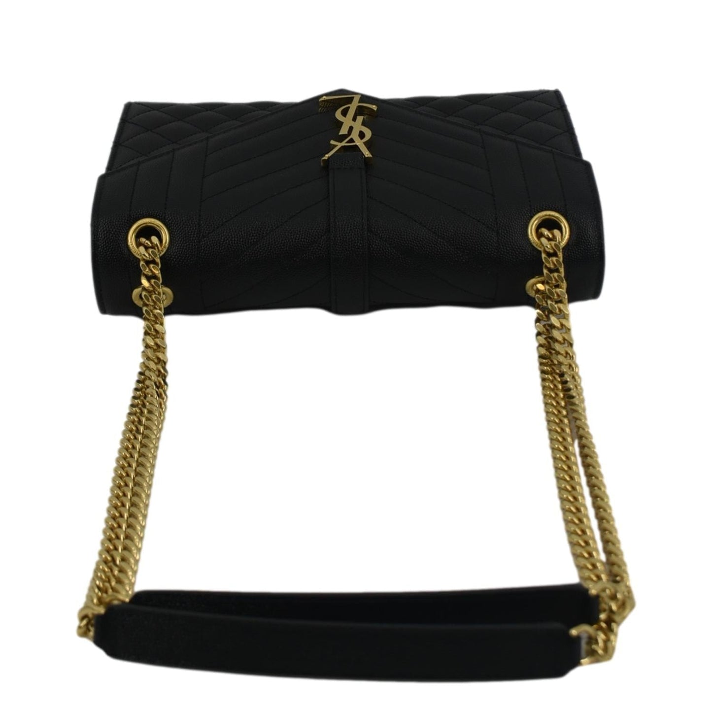 SAINT LAURENT Small Envelope MatelassÃÂ© Leather Shoulder Bag Black
