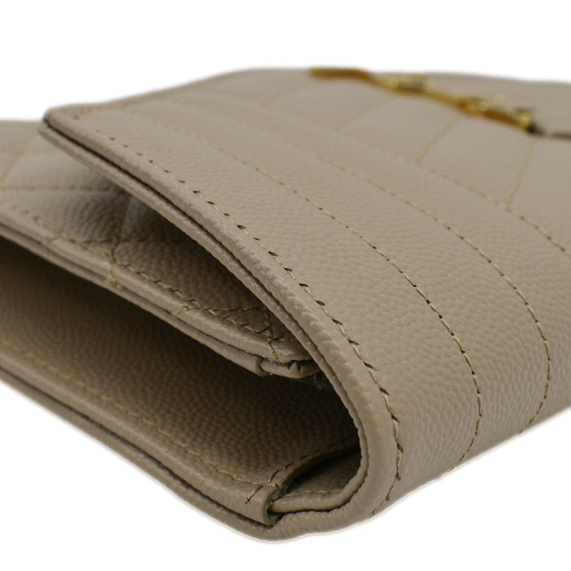 SAINT LAURENT Envelope Flap Matelasse Leather Shoulder Bag Beige