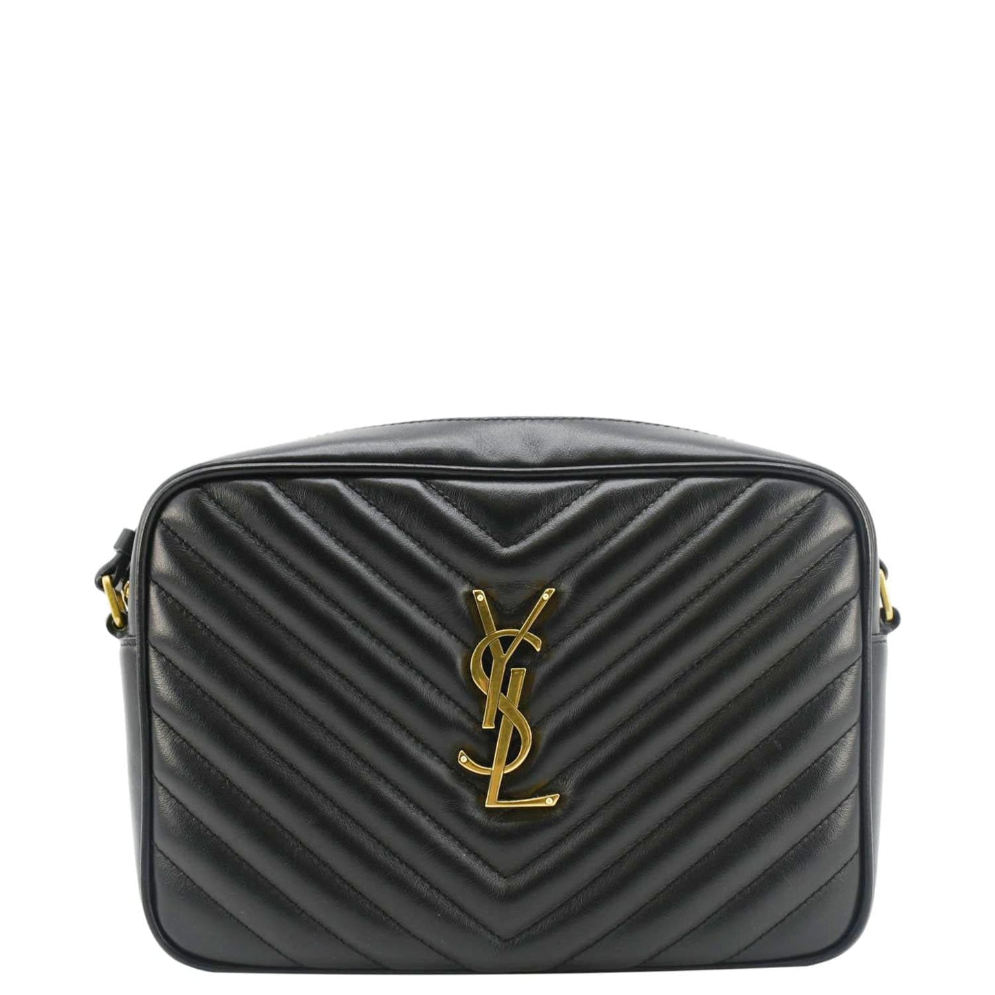 SAINT LAURENT Lou Medium Quilted Leather Camera Crossbody Bag Black