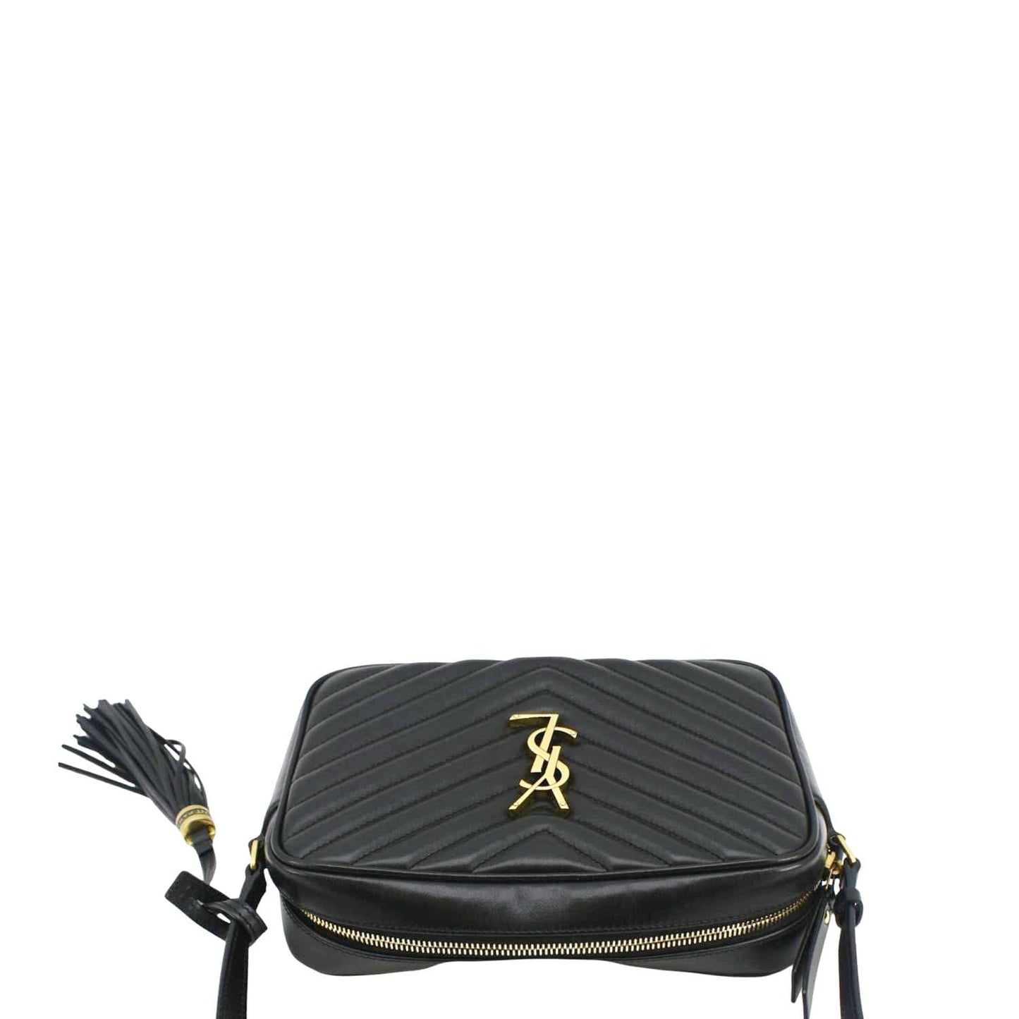 SAINT LAURENT Lou Medium Quilted Leather Camera Crossbody Bag Black