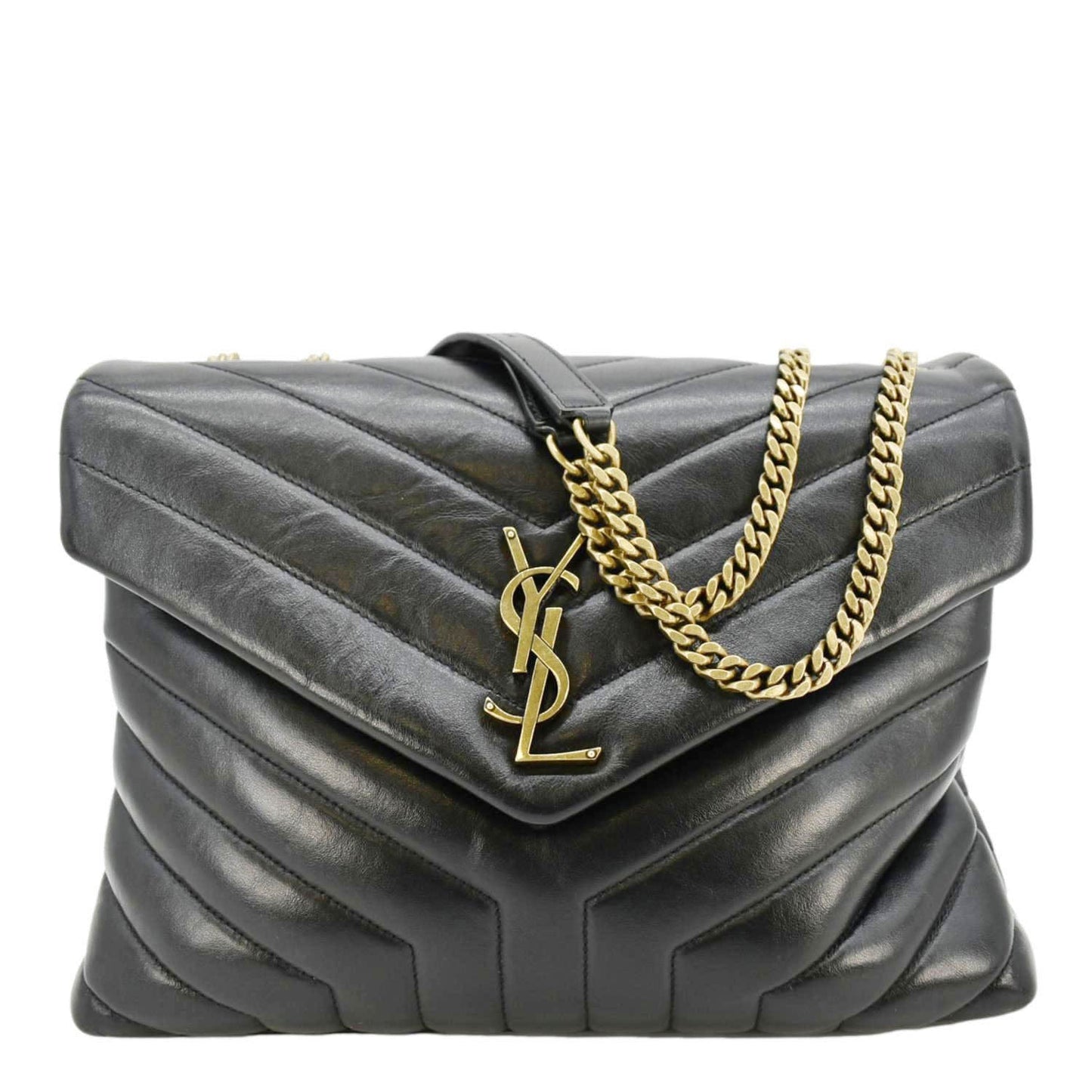 SAINT LAURENT Loulou Medium Quilted Leather Crossbody Bag Black