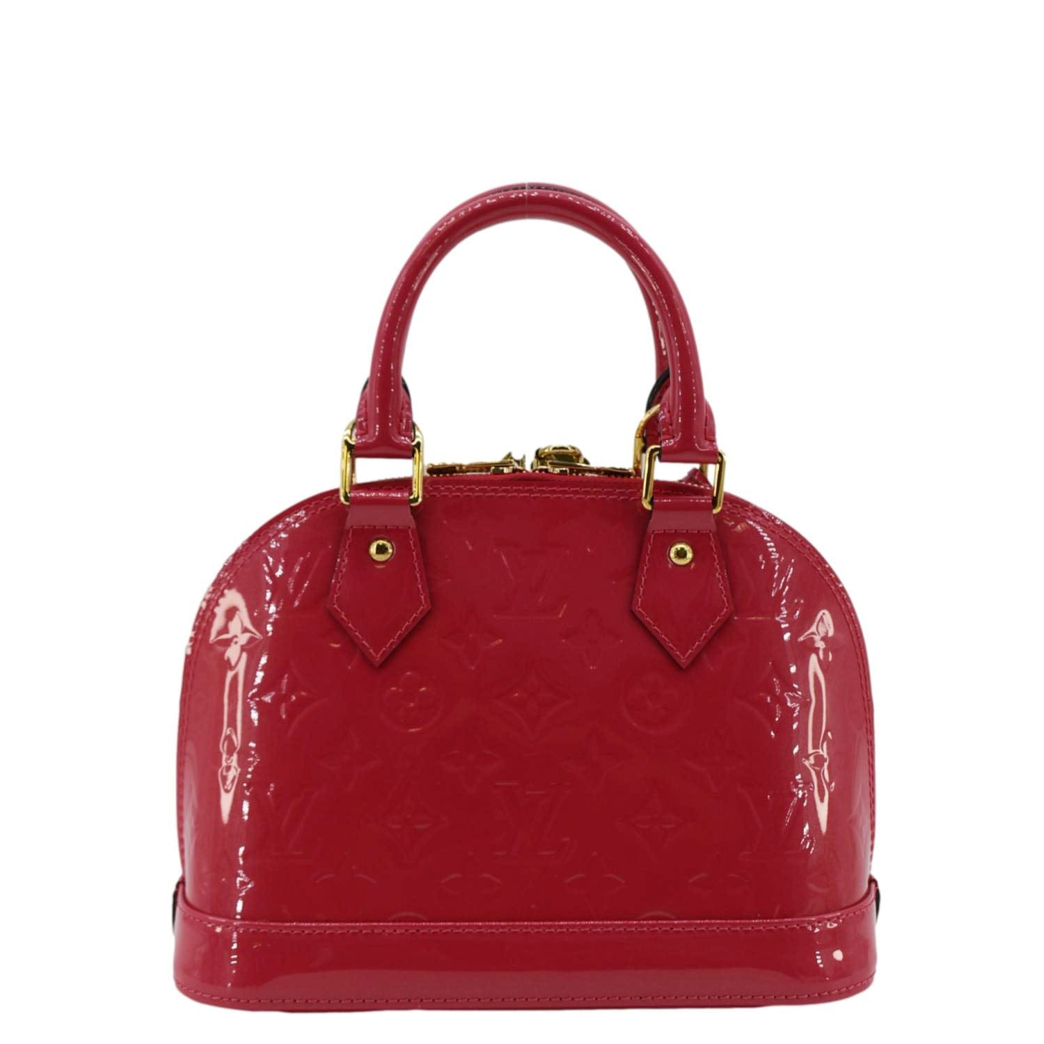 LOUIS VUITTON Alma BB Monogram Patent Leather Satchel Crossbody Bag Pink
