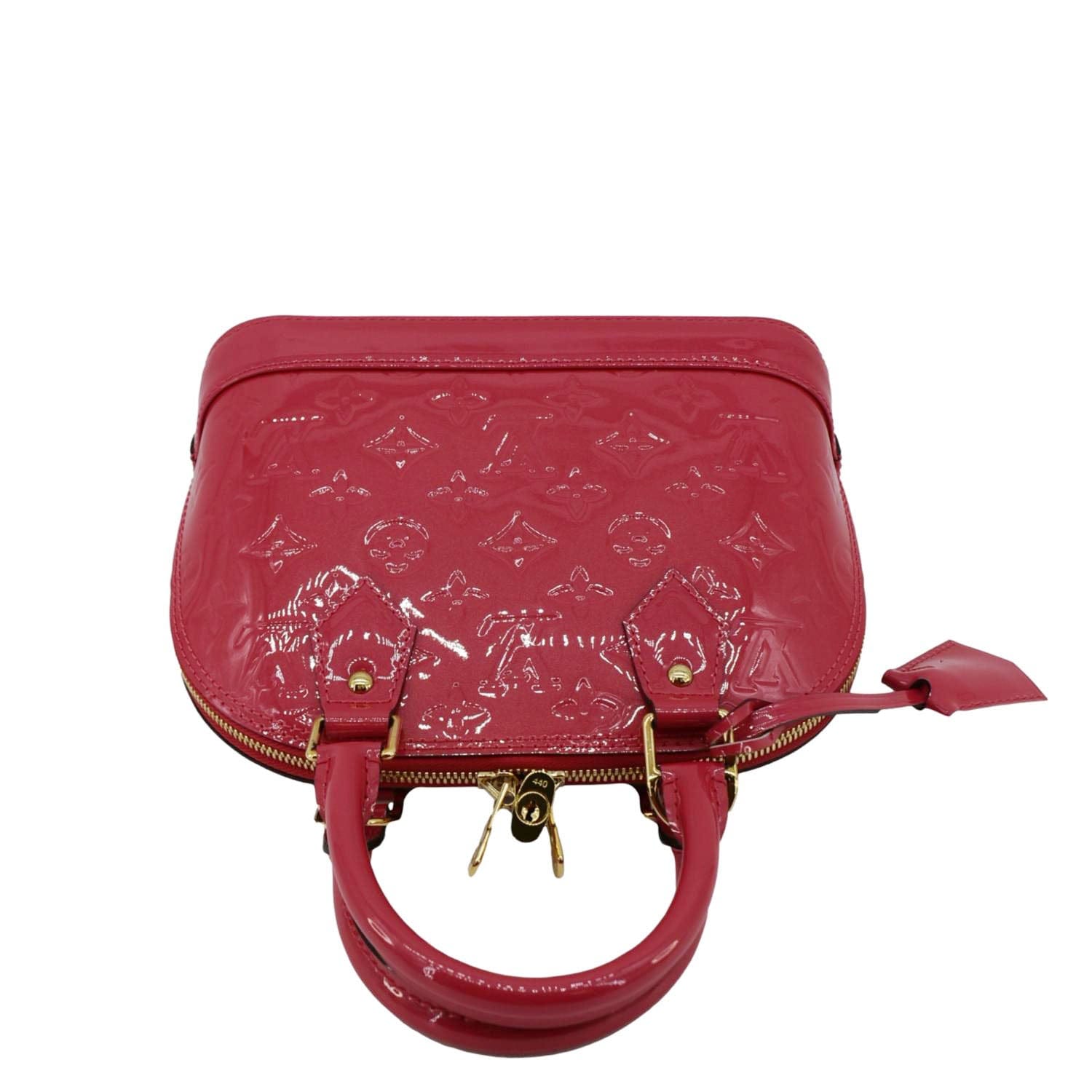 LOUIS VUITTON Alma BB Monogram Patent Leather Satchel Crossbody Bag Pink