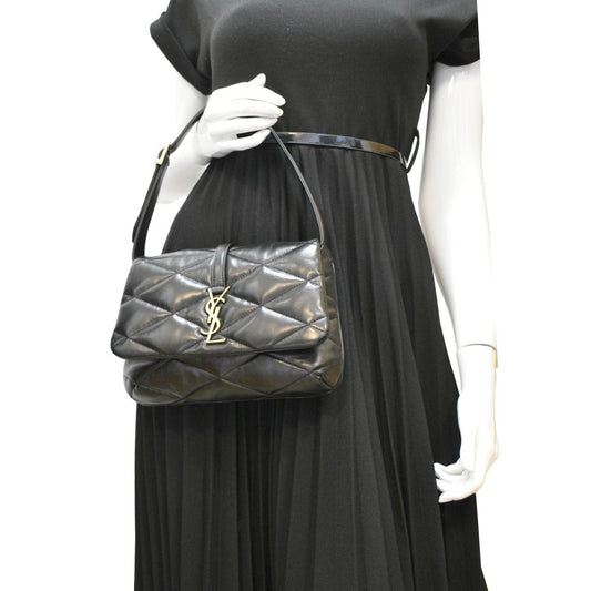 SAINT LAURENT LE 57 Quilted Leather Hobo Bag Black
