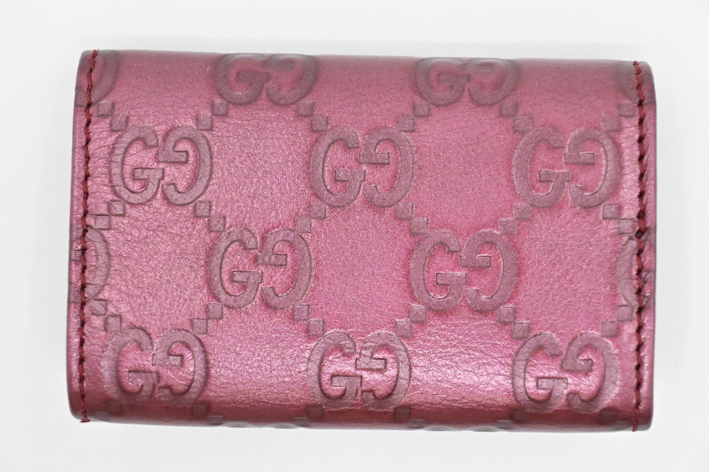 Gucci Key Pouch in Raspberry Metalic Guccissima Leather