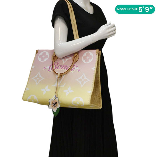 LOUIS VUITTON Onthego GM By The Pool Raffia Canvas Tote Bag Multicolor