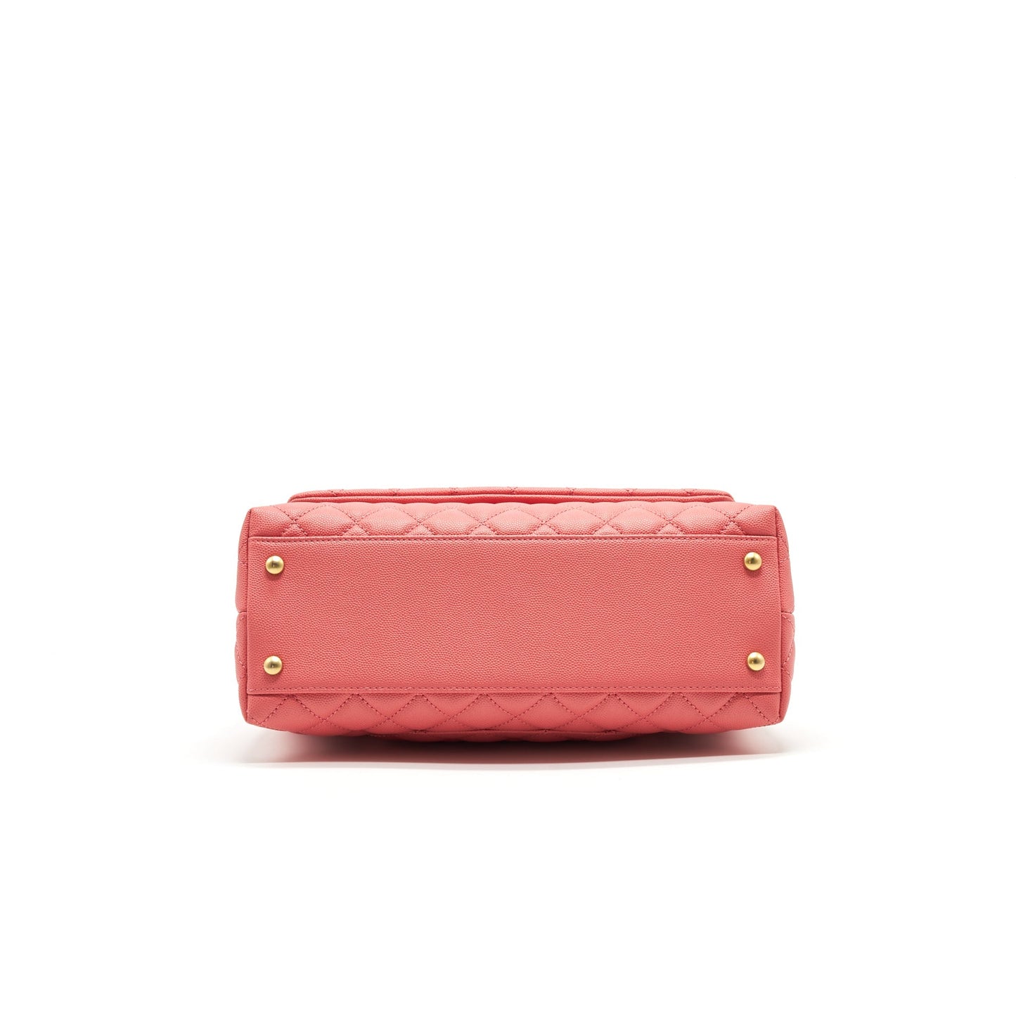 CHANEL SMALL COCO HANDLE FLAP BAG GRAINED CALFSKIN IN CORAL PINK