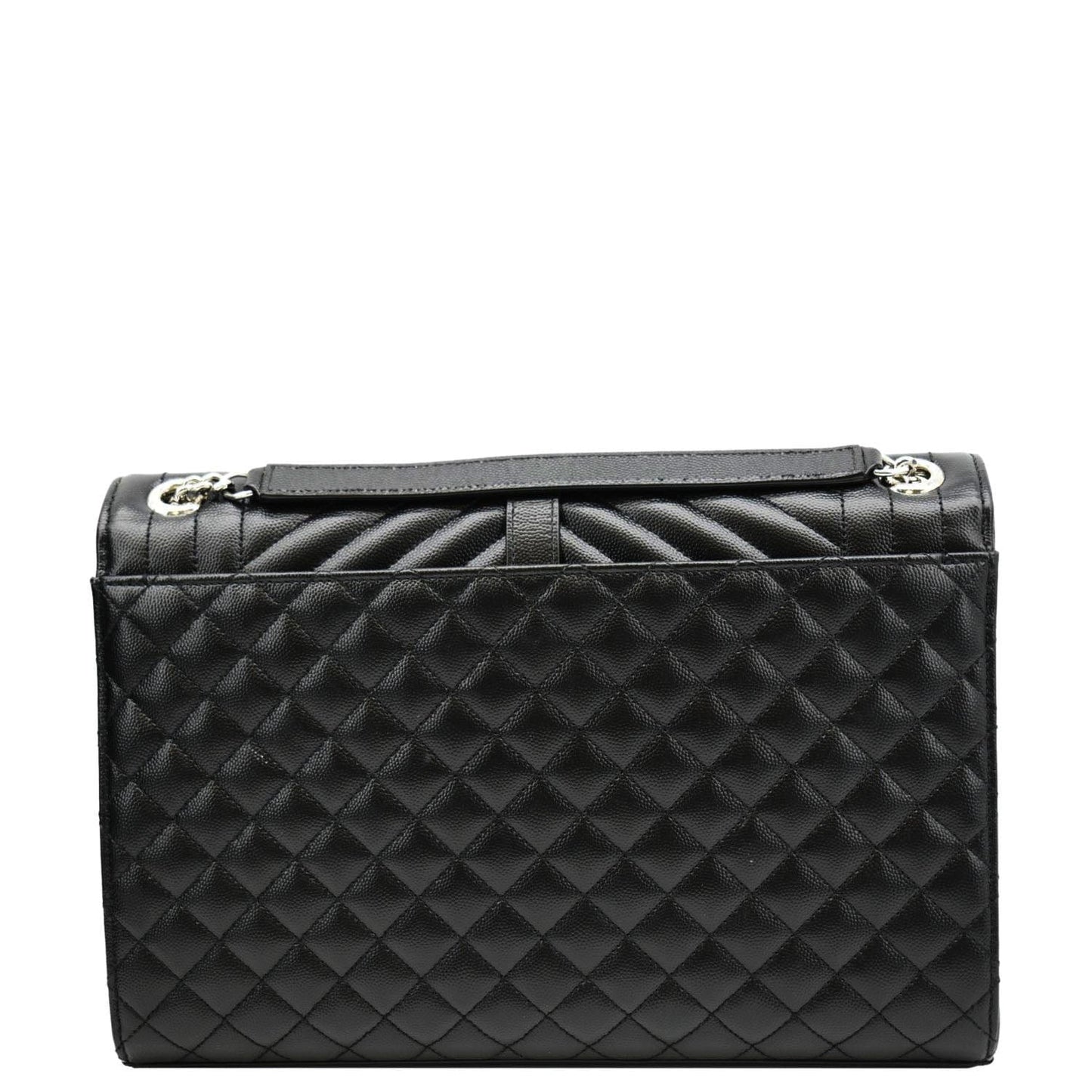 SAINT LAURENT Large Envelope Mix Matelasse Leather Chain Shoulder Bag Black