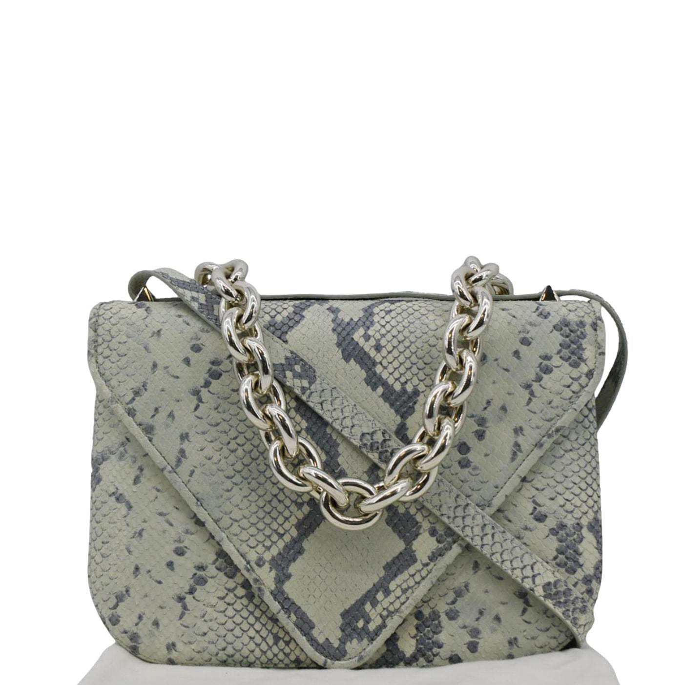 BOTTEGA VENETA Mount Envelope Python Leather Crossbody Bag Light Green