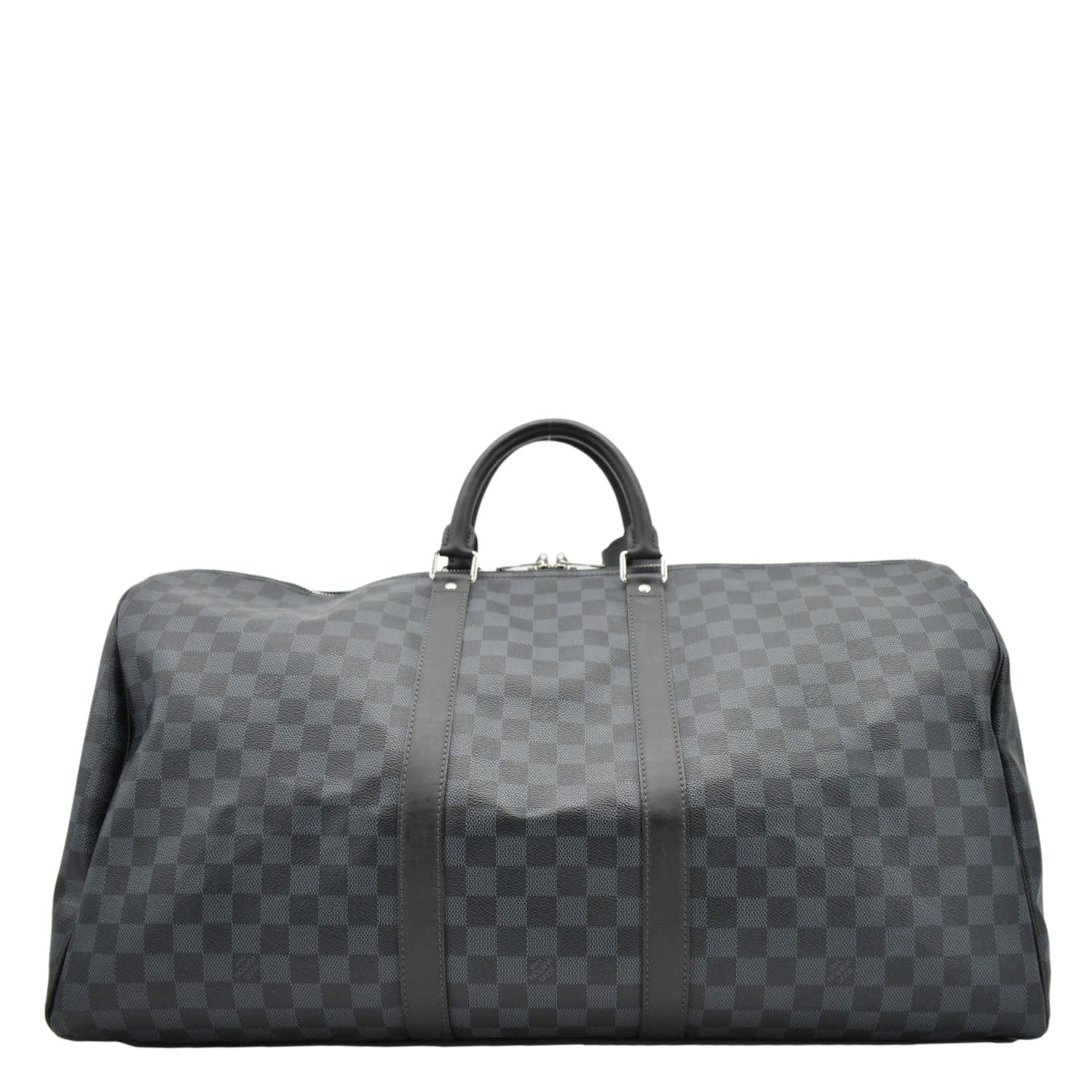 LOUIS VUITTON Keepall 55 Bandouliere Damier Cobalt Travel Bag Black