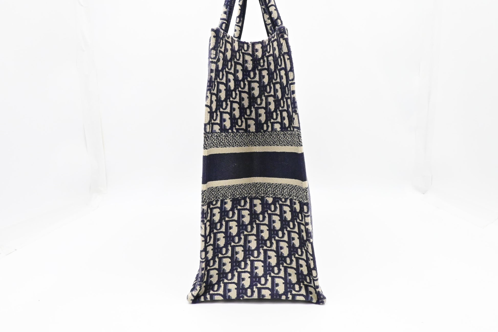 Dior Large Book Tote in Navy Oblique Embroidery Canvas