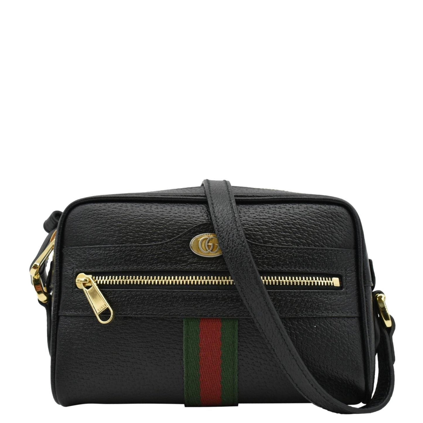 GUCCI Ophidia Web Mini Leather Crossbody Bag Black 719885