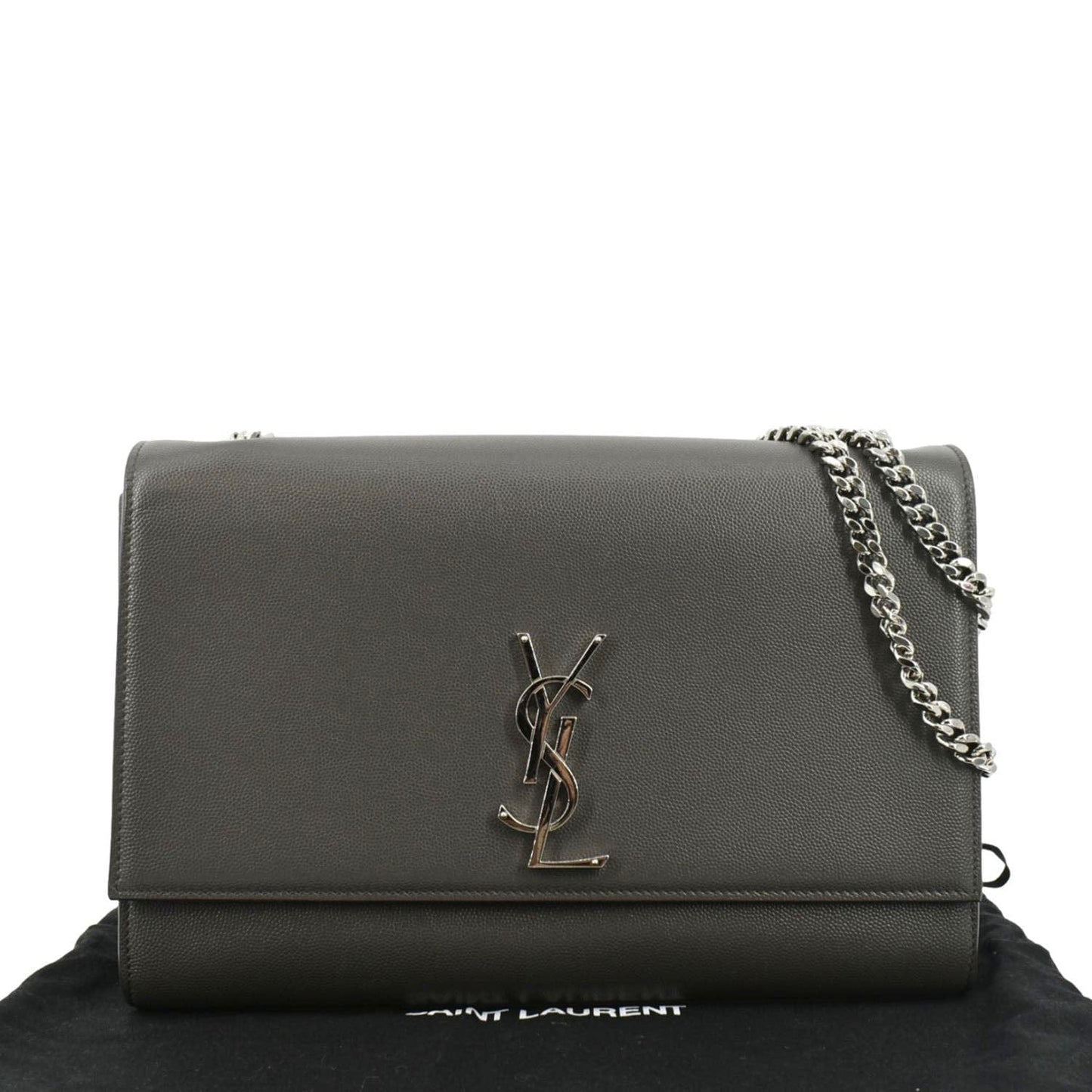SAINT LAURENT Kate Leather Shoulder Bag Gray