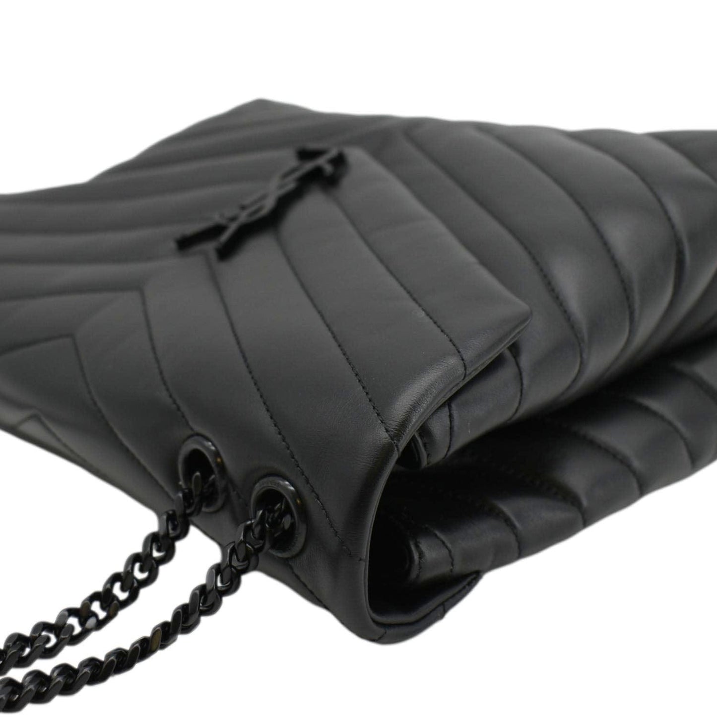 SAINT LAURENT Loulou Medium Quilted Leather Crossbody Bag Black