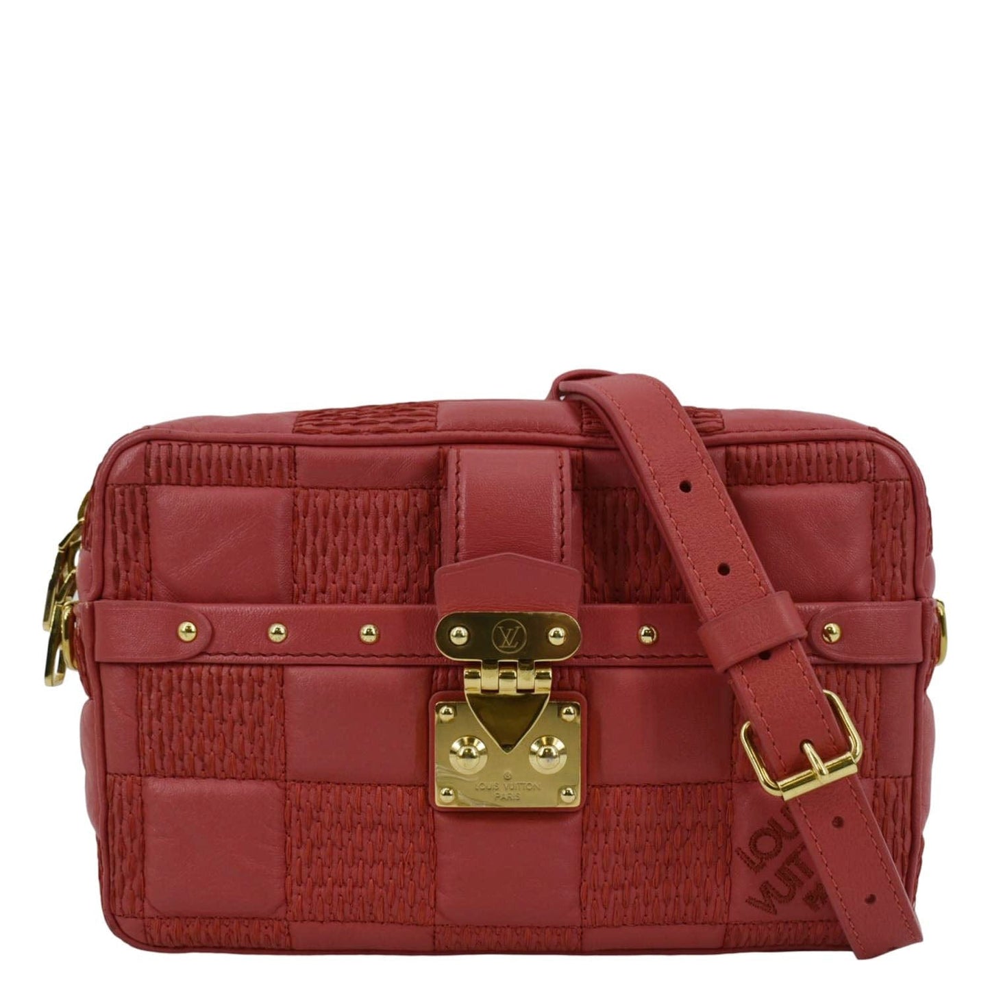 LOUIS VUITTON Troca MM Damier Lambskin Leather Shoulder Bag Pink