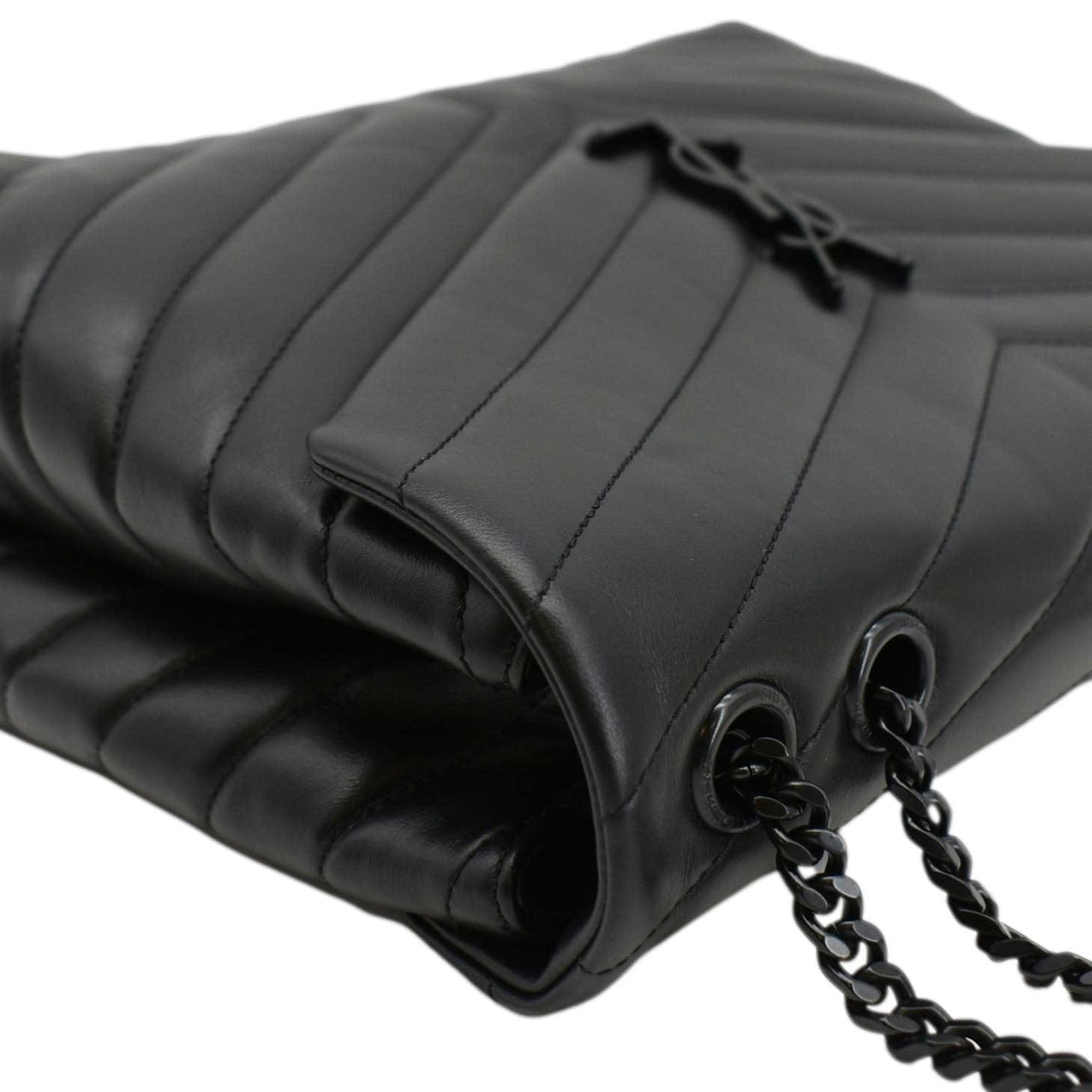 SAINT LAURENT Loulou Medium Quilted Leather Crossbody Bag Black