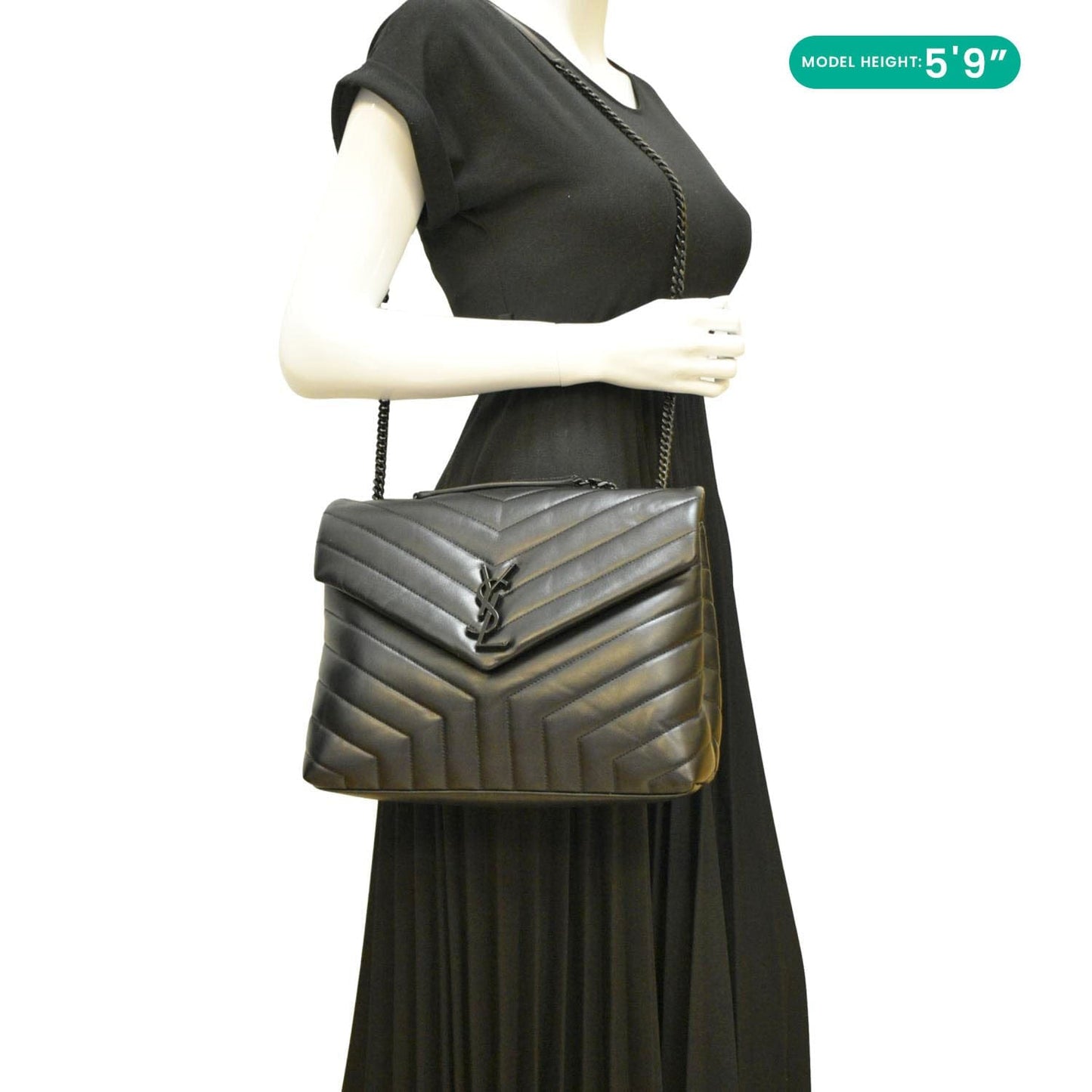 SAINT LAURENT Loulou Medium Quilted Leather Crossbody Bag Black