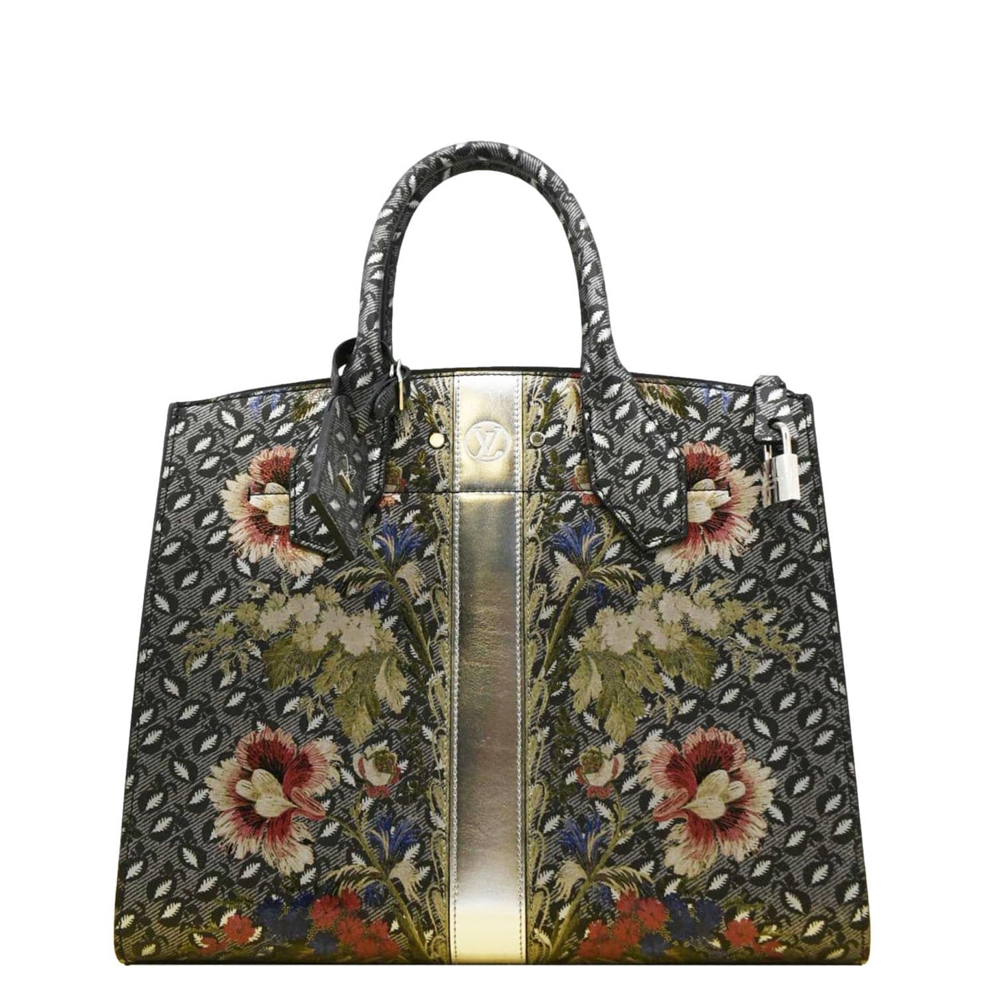 LOUIS VUITTON City Steamer Floral Print Canvas Tote Bag Grey/Silver