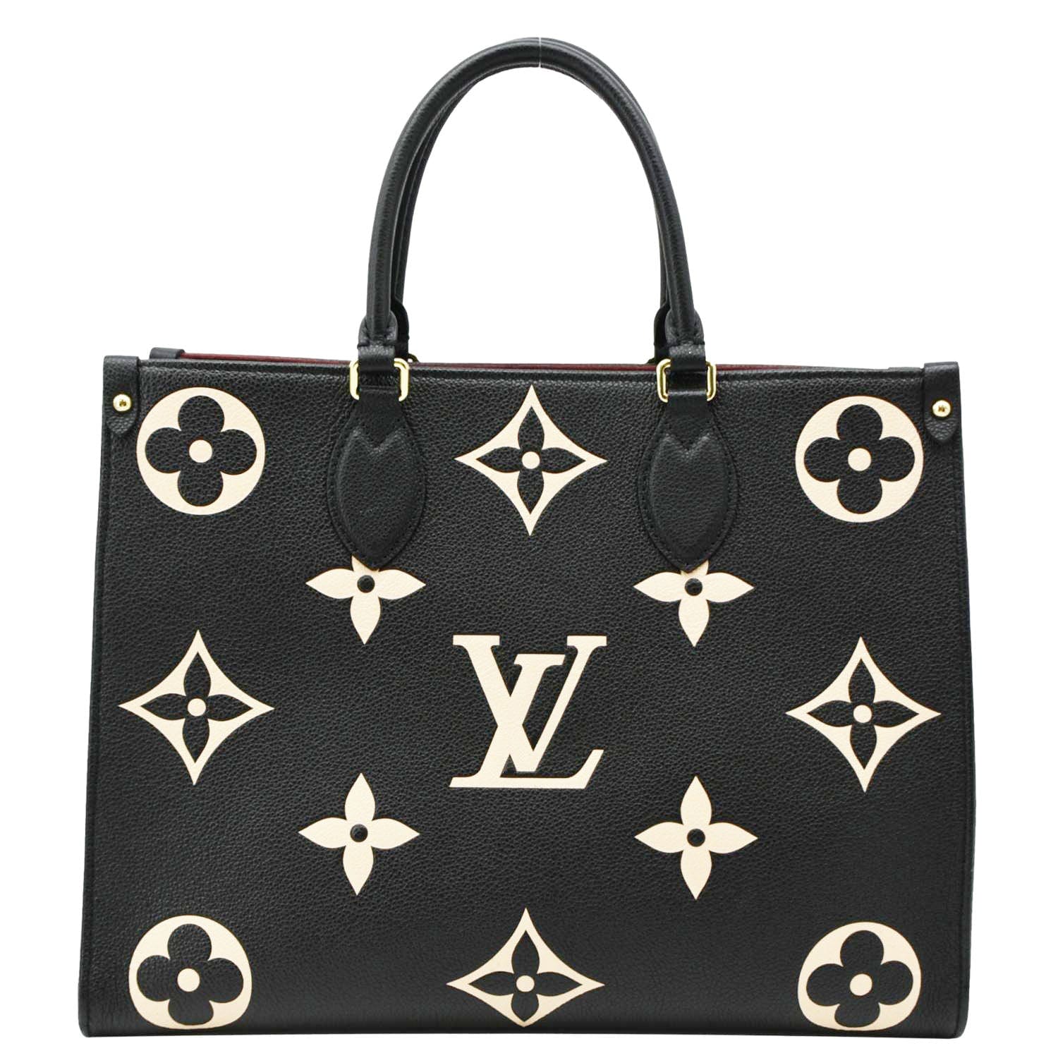 LOUIS VUITTON Onthego MM Giant Monogram Empreinte Leather Tote Bag Bicolor