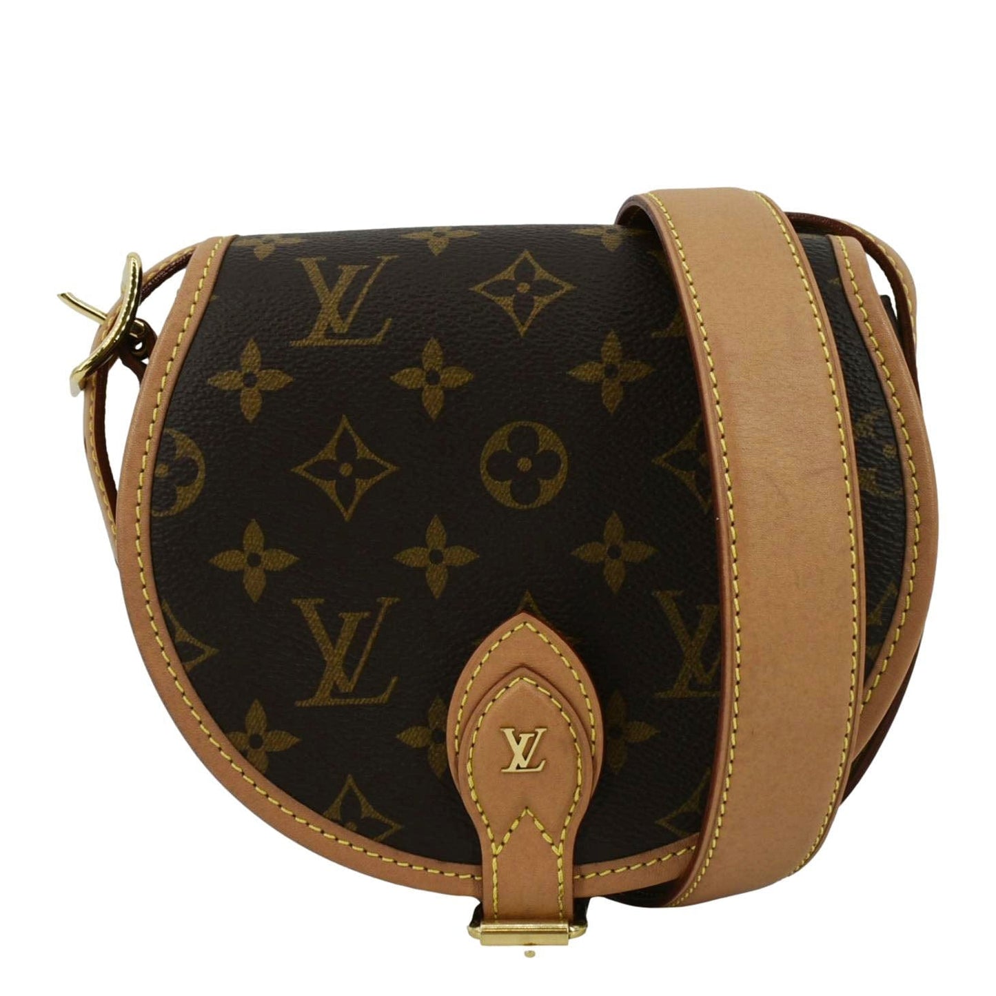 LOUIS VUITTON Tambourin Monogram Canvas Crossbody Bag Brown