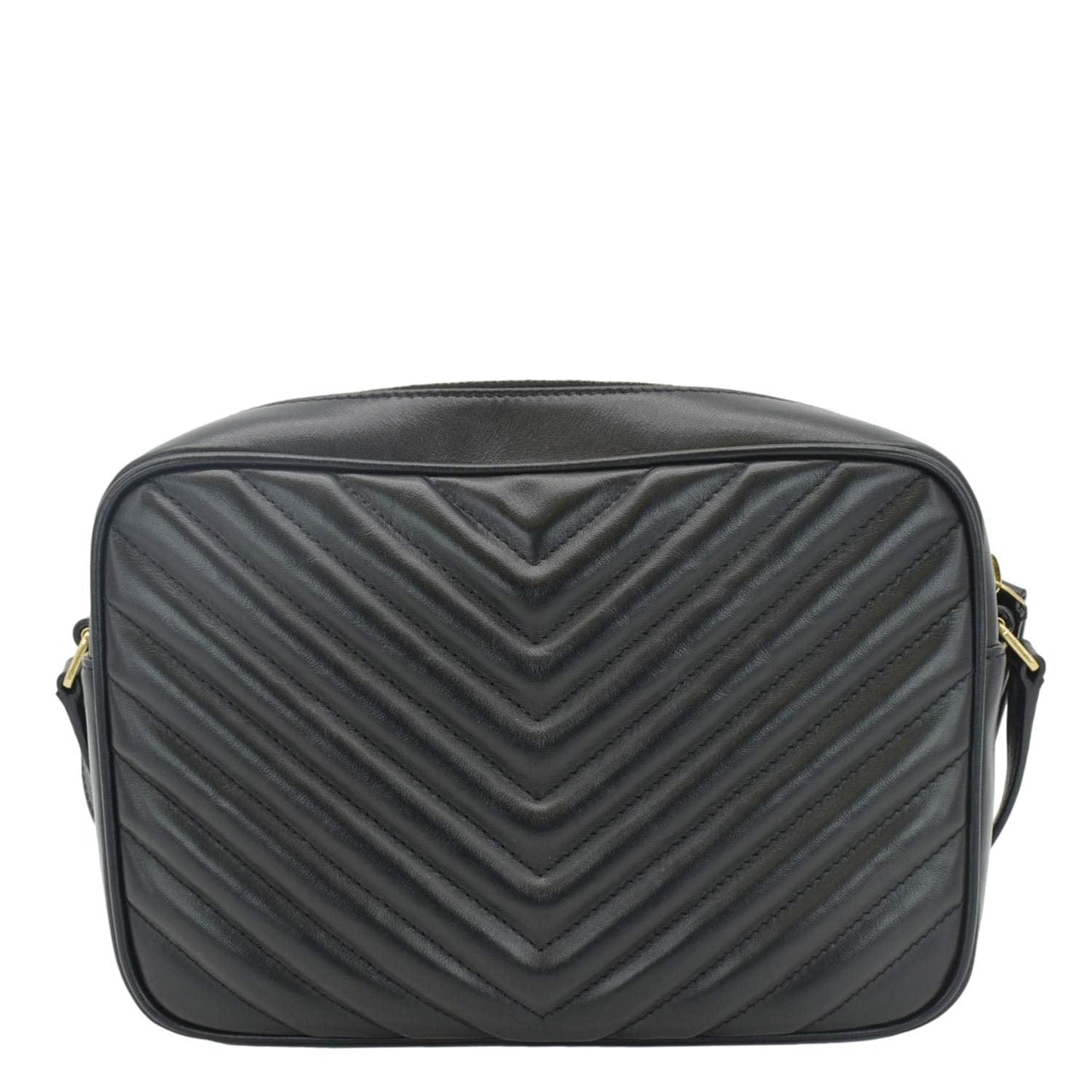 SAINT LAURENT Lou Camera Chevron Leather Crossbody Bag Black