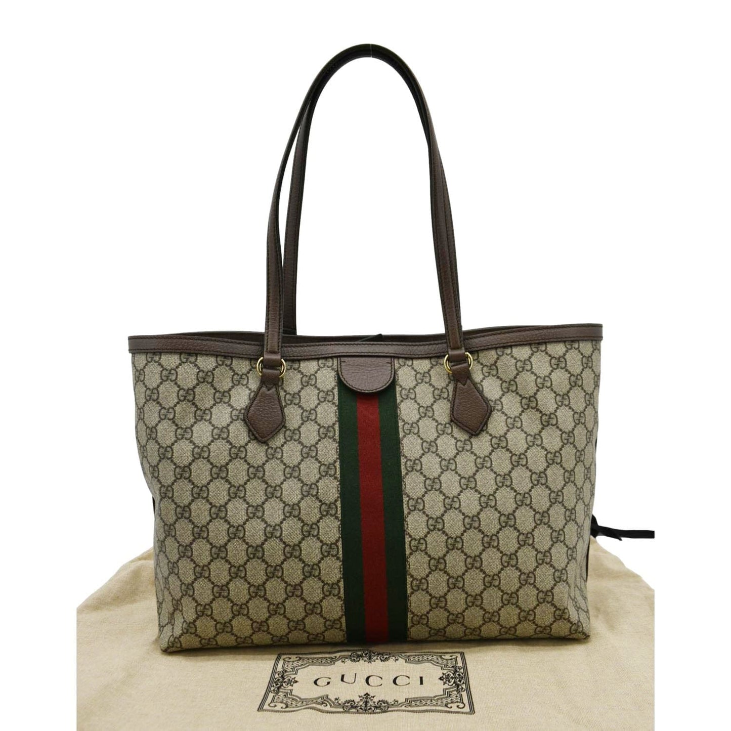 GUCCI Ophidia Medium GG Supreme Tote Shoulder Bag Beige 631685