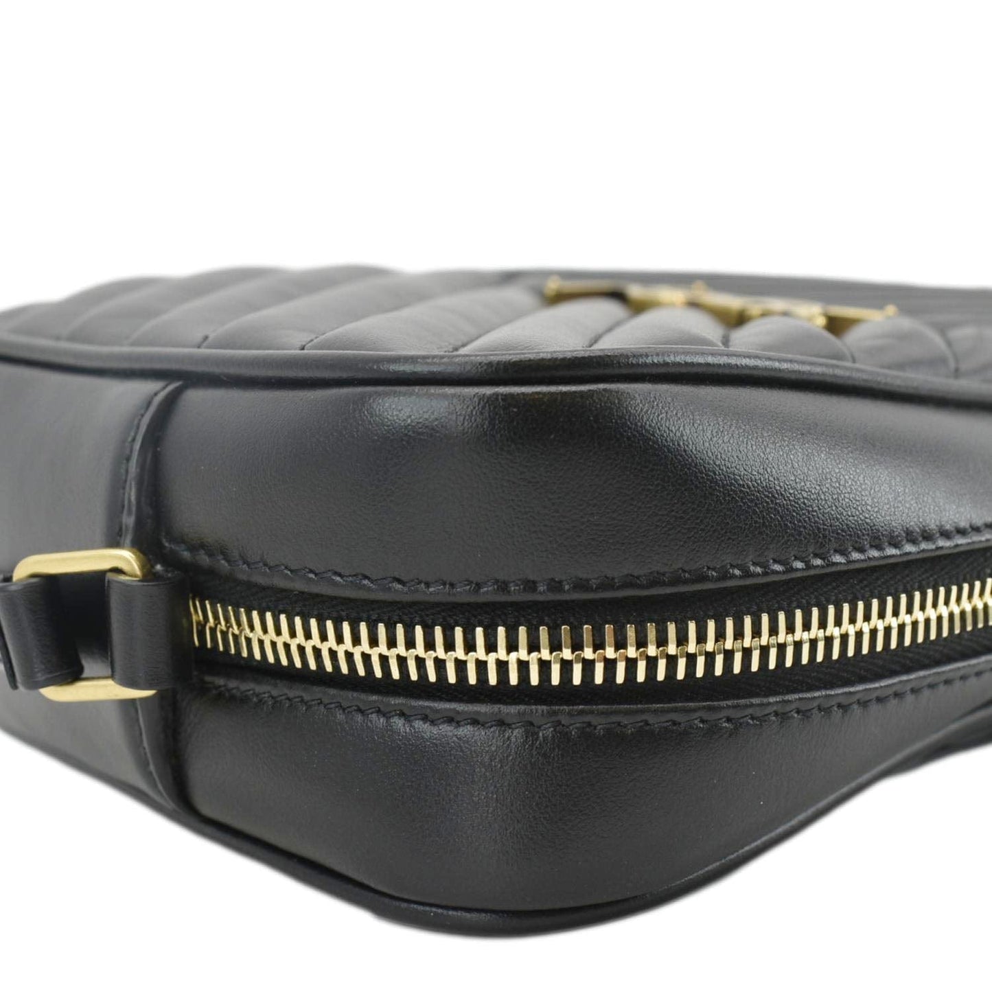 SAINT LAURENT Lou Camera Chevron Leather Crossbody Bag Black