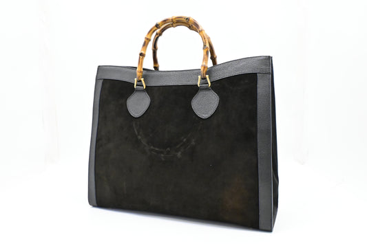 Gucci Large Diana Tote in Black Suede