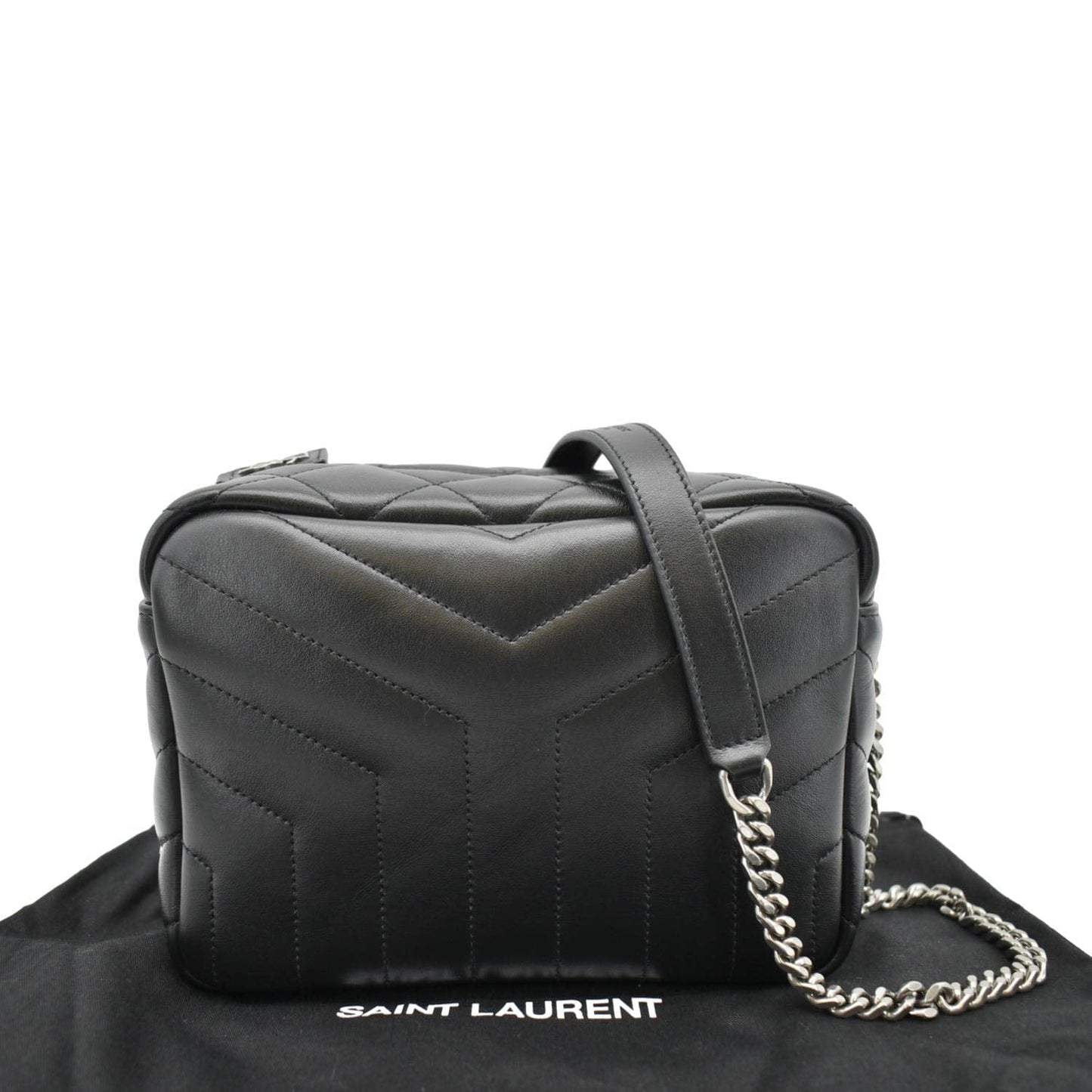 SAINT LAURENT LouLou Bowling Small Quilted Monogram Crossbody Bag Black