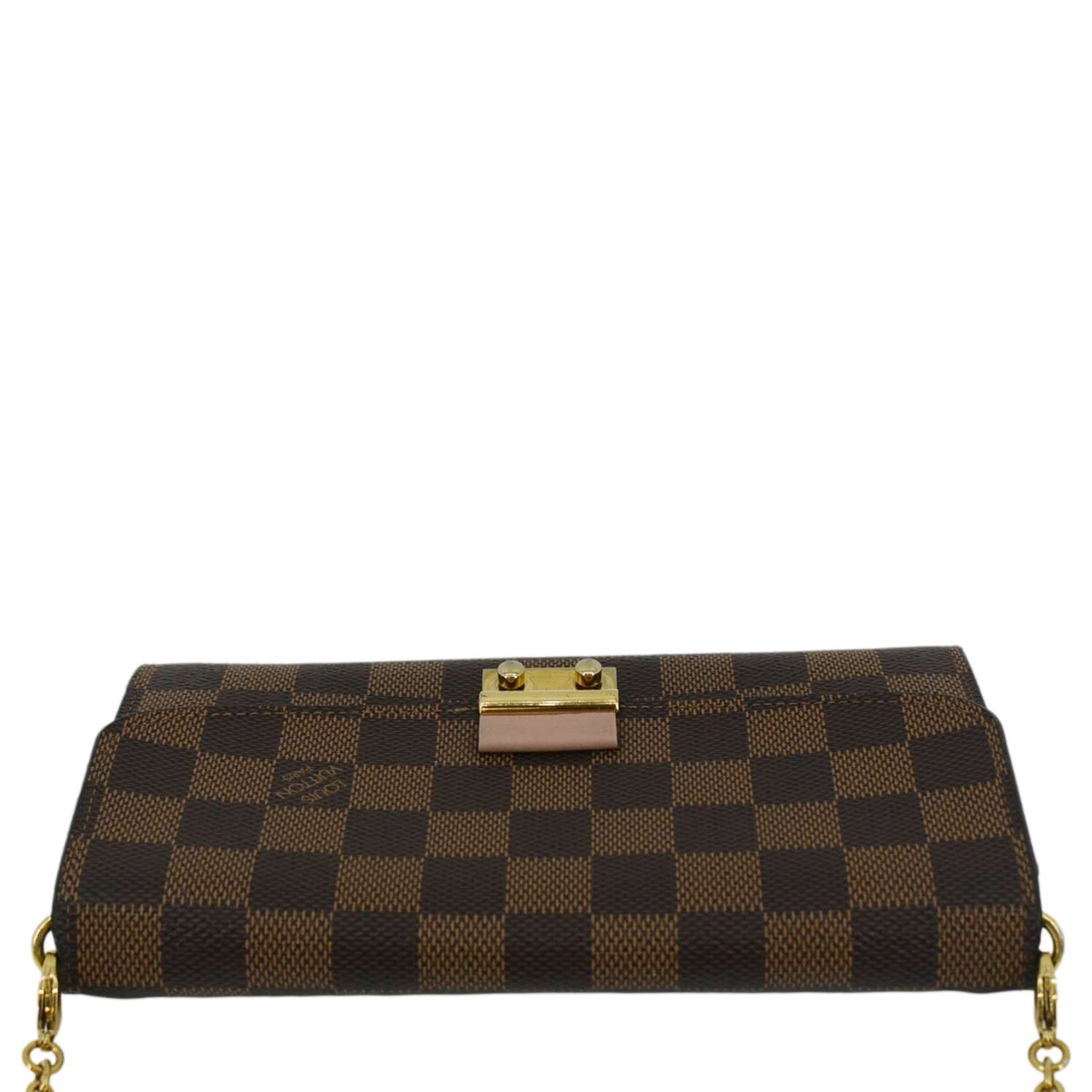 LOUIS VUITTON Croisette Damier Ebene Crossbody Chain Wallet Brown