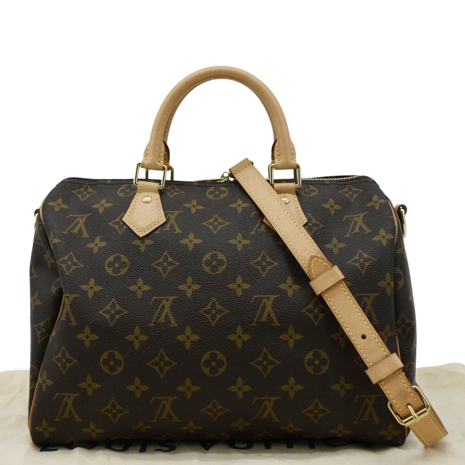 LOUIS VUITTON 30 Monogram Canvas Satchel Bag Brown