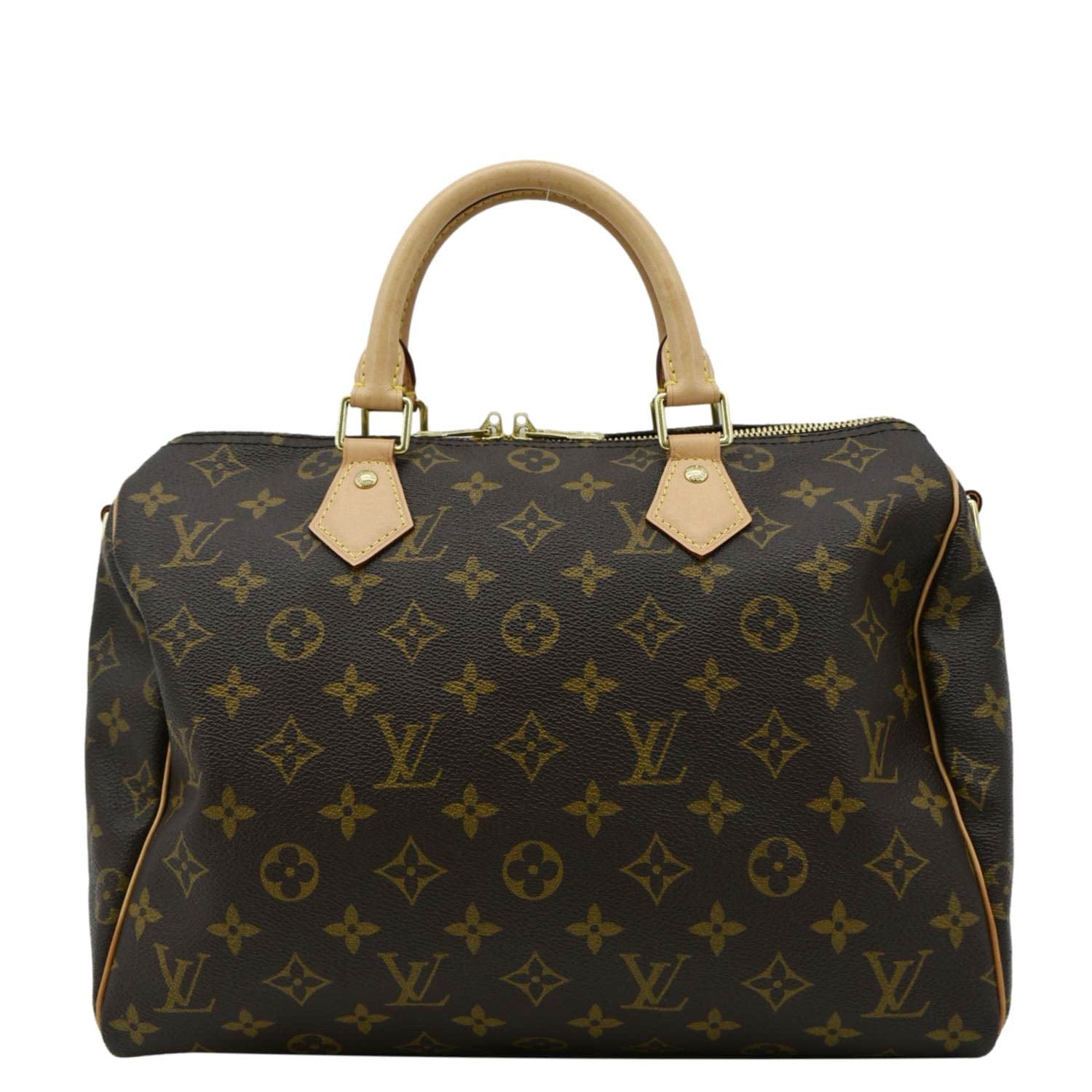 LOUIS VUITTON 30 Monogram Canvas Satchel Bag Brown