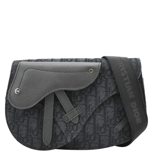 CHRISTIAN DIOR Saddle Oblique Jacquard Crossbody Bag Black