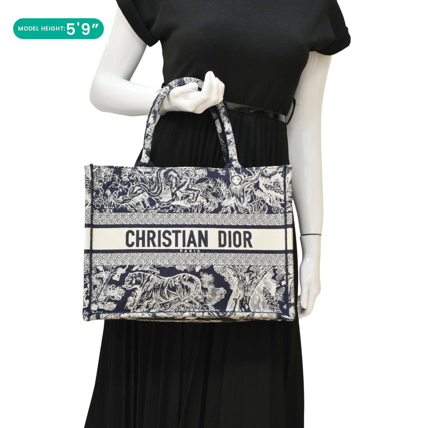 CHRISTIAN DIOR Book Medium Toile De Jouy Reverse Embroidery Tote Blue