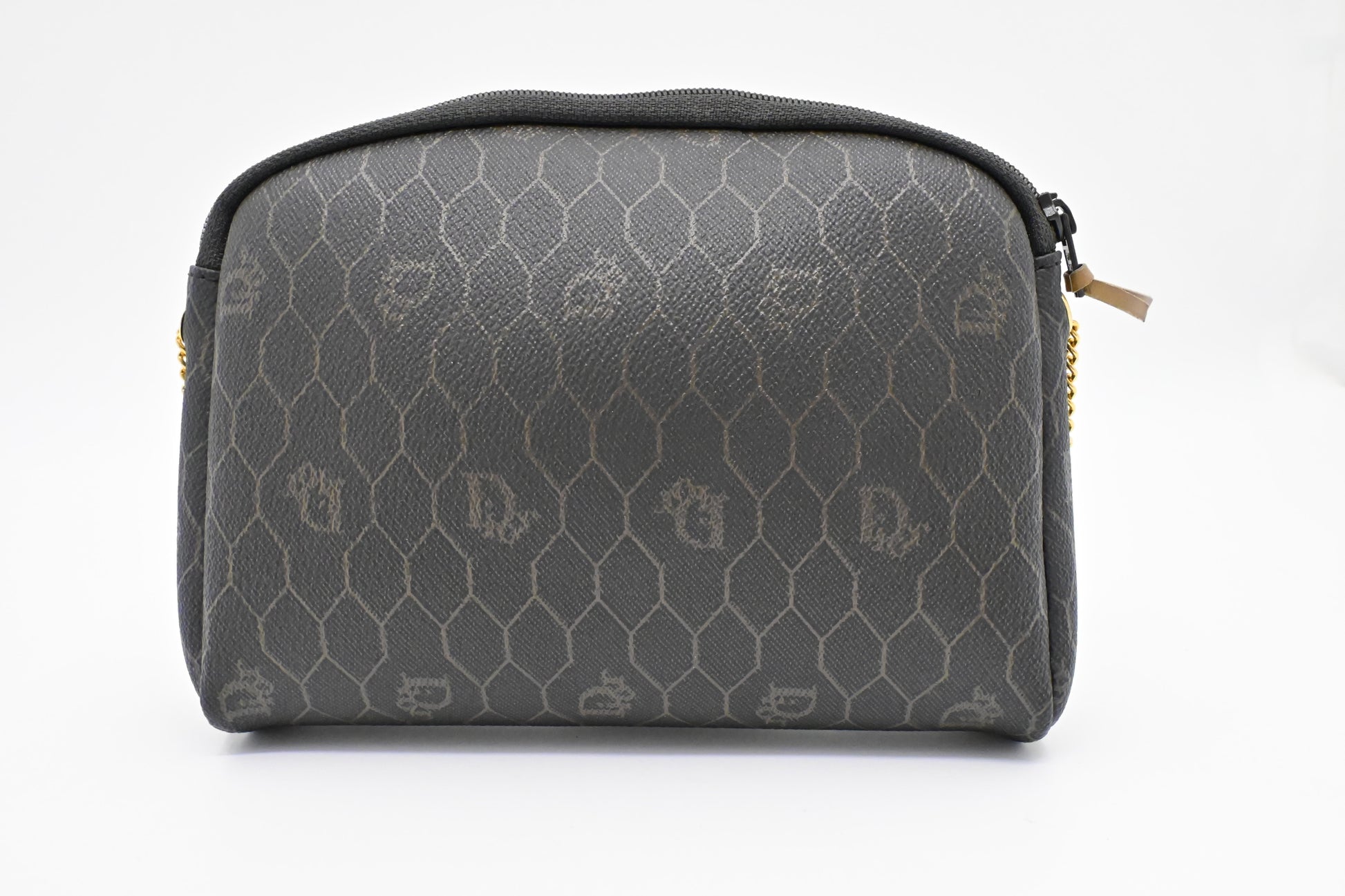 Dior Chain Crossbody Bag in Black Honeycomb Coated Canvas